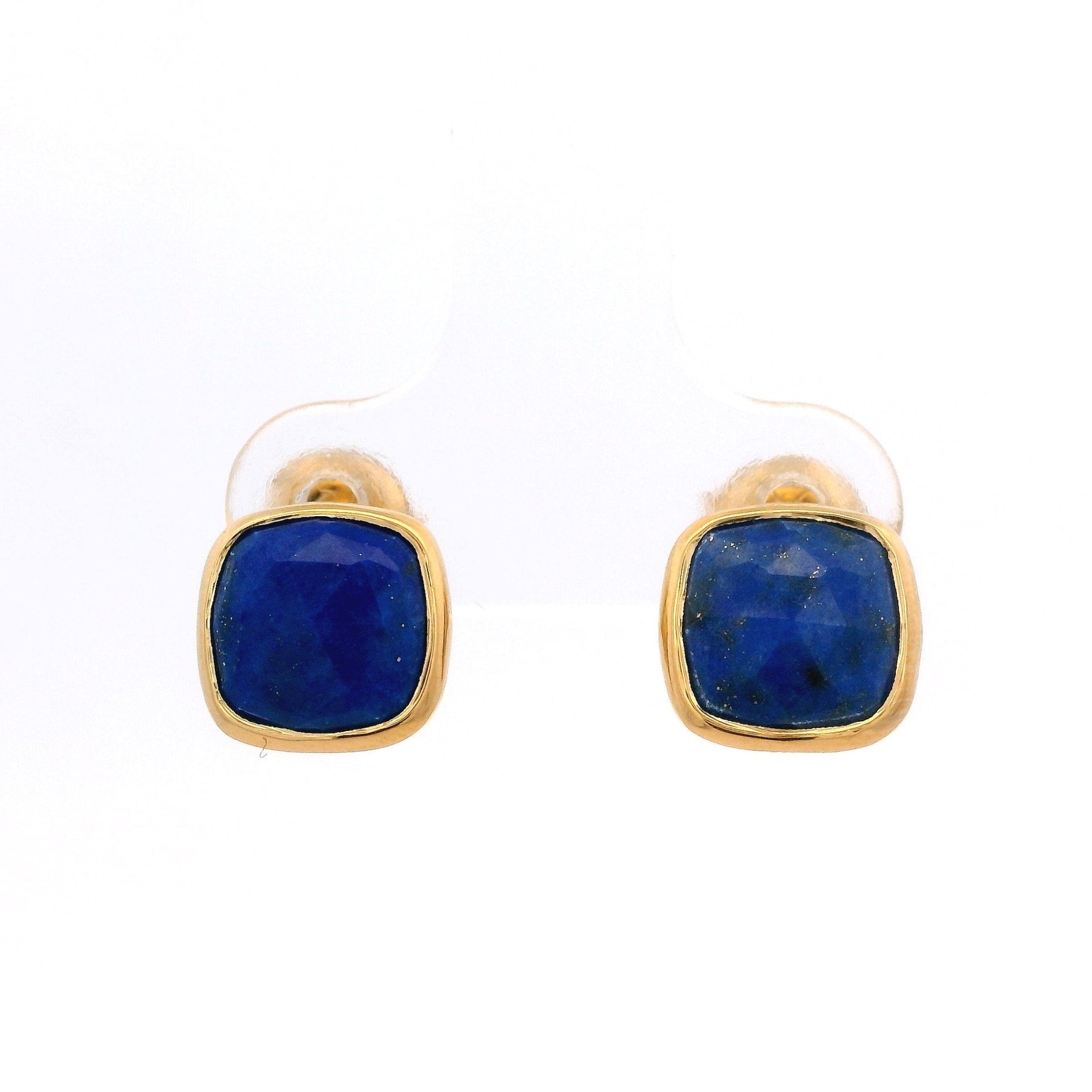 925YG SQUARE LAPIS LAZULI EARRINGS - C'SANTOS
