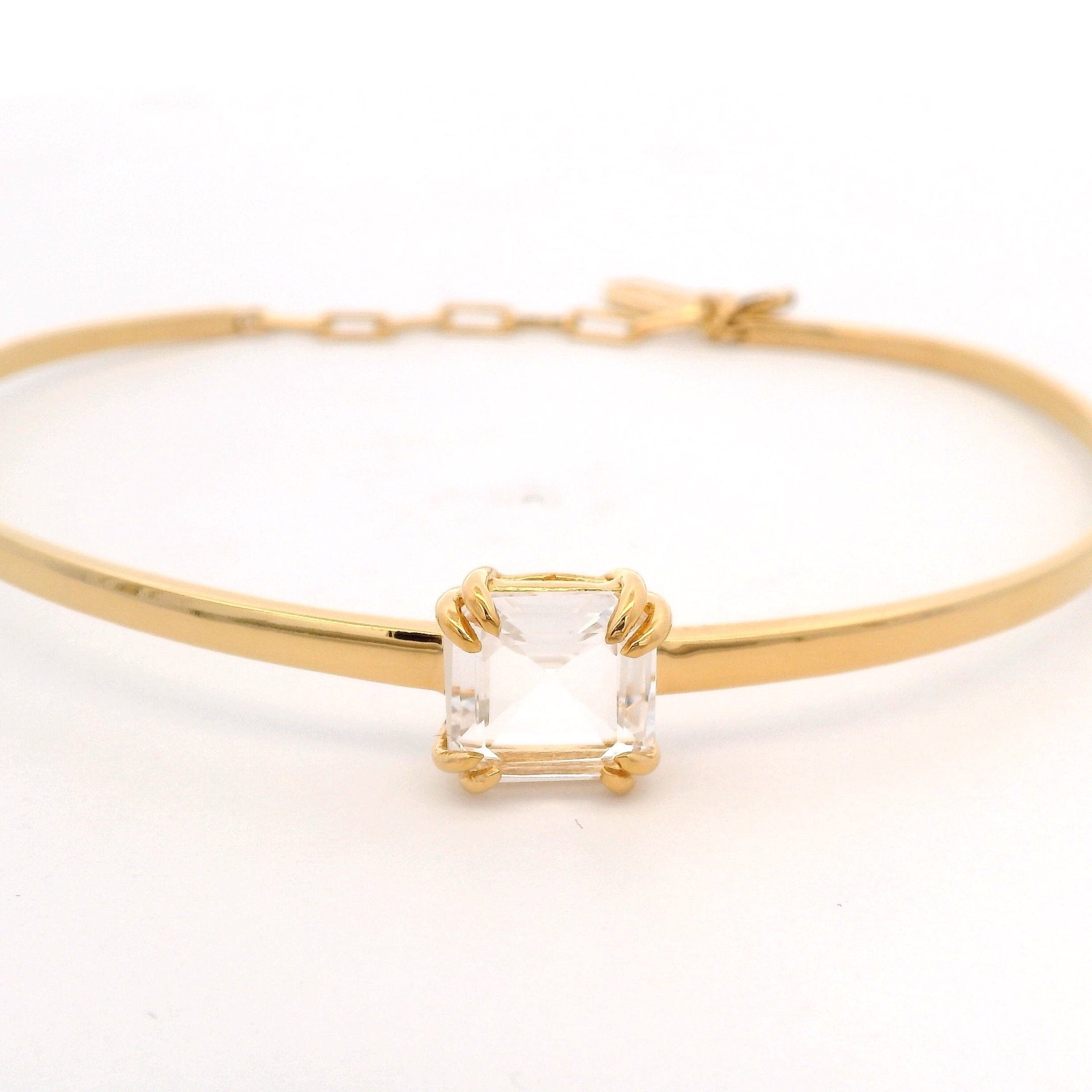 925YG SQUARE ROCK CRYSTAL BANGLE - C'SANTOS