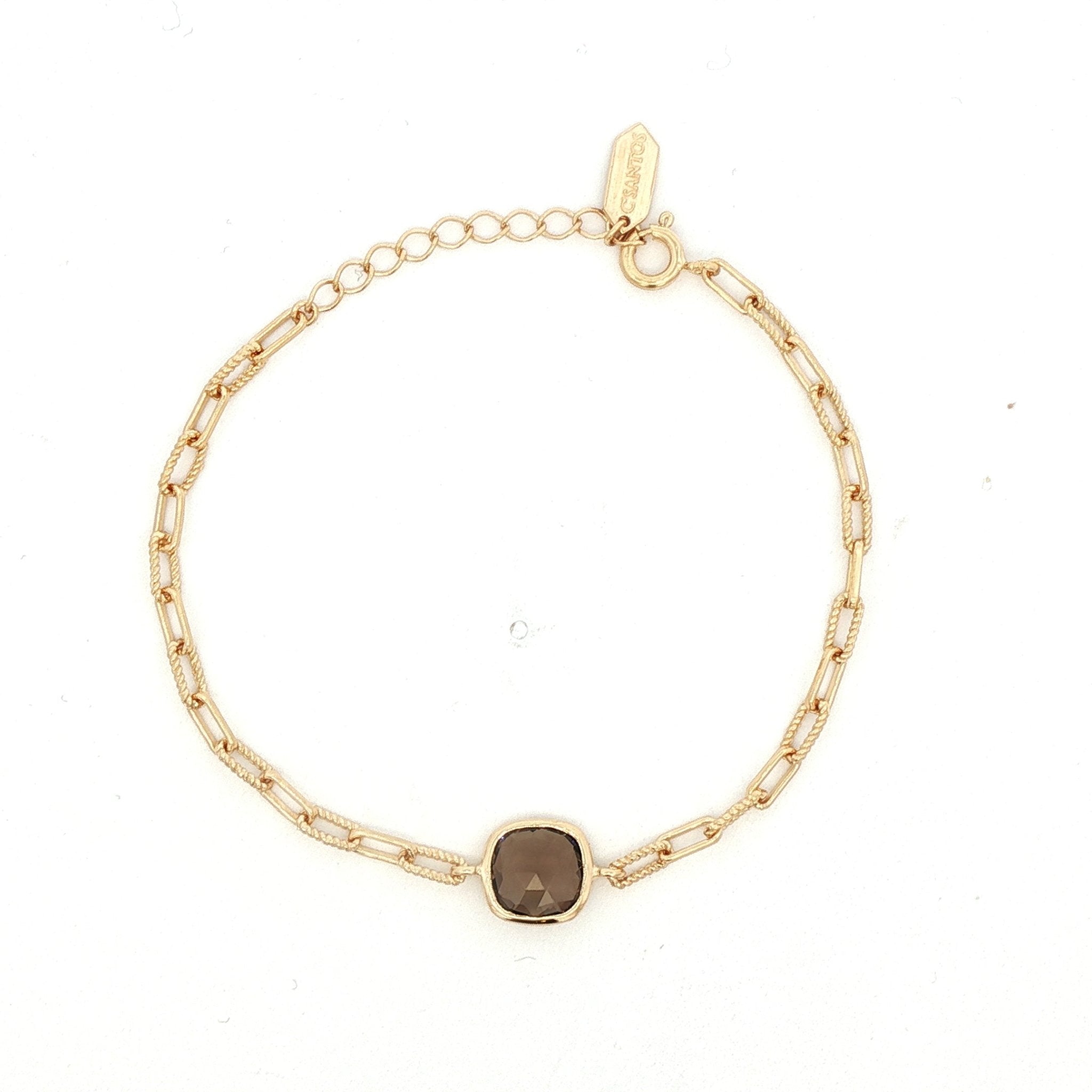 925YG SQUARE SMOKY QUARTZ BRACELET - C'SANTOS
