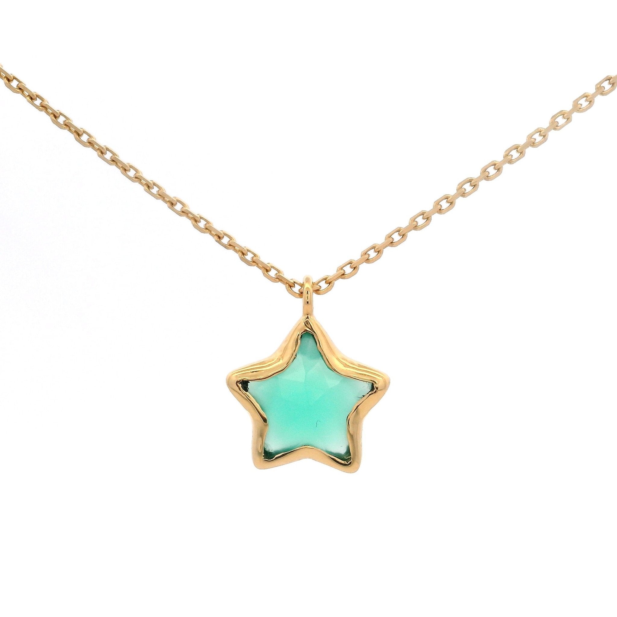 925YG STAR BEZEL ONYX GREEN NECKLACE - C'SANTOS