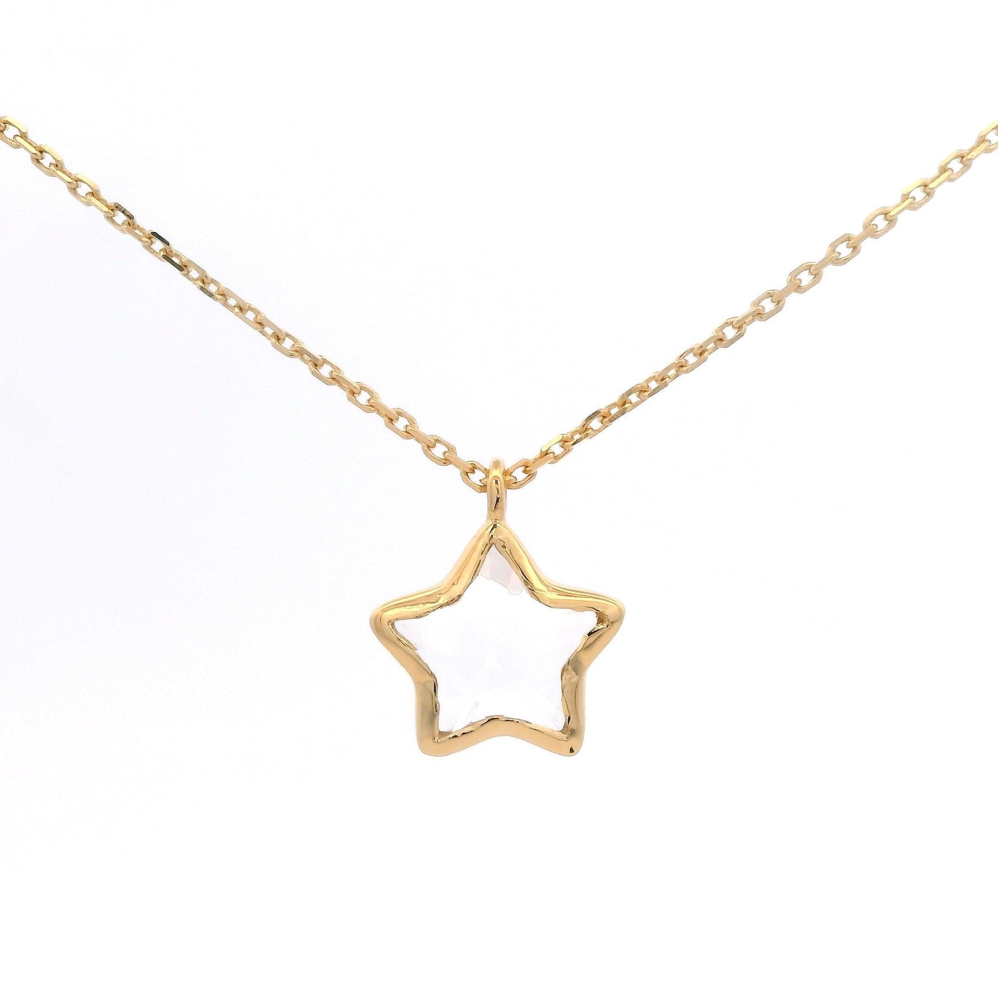 925YG STAR BEZEL ROCK CRYSTAL NECKLACE - C'SANTOS
