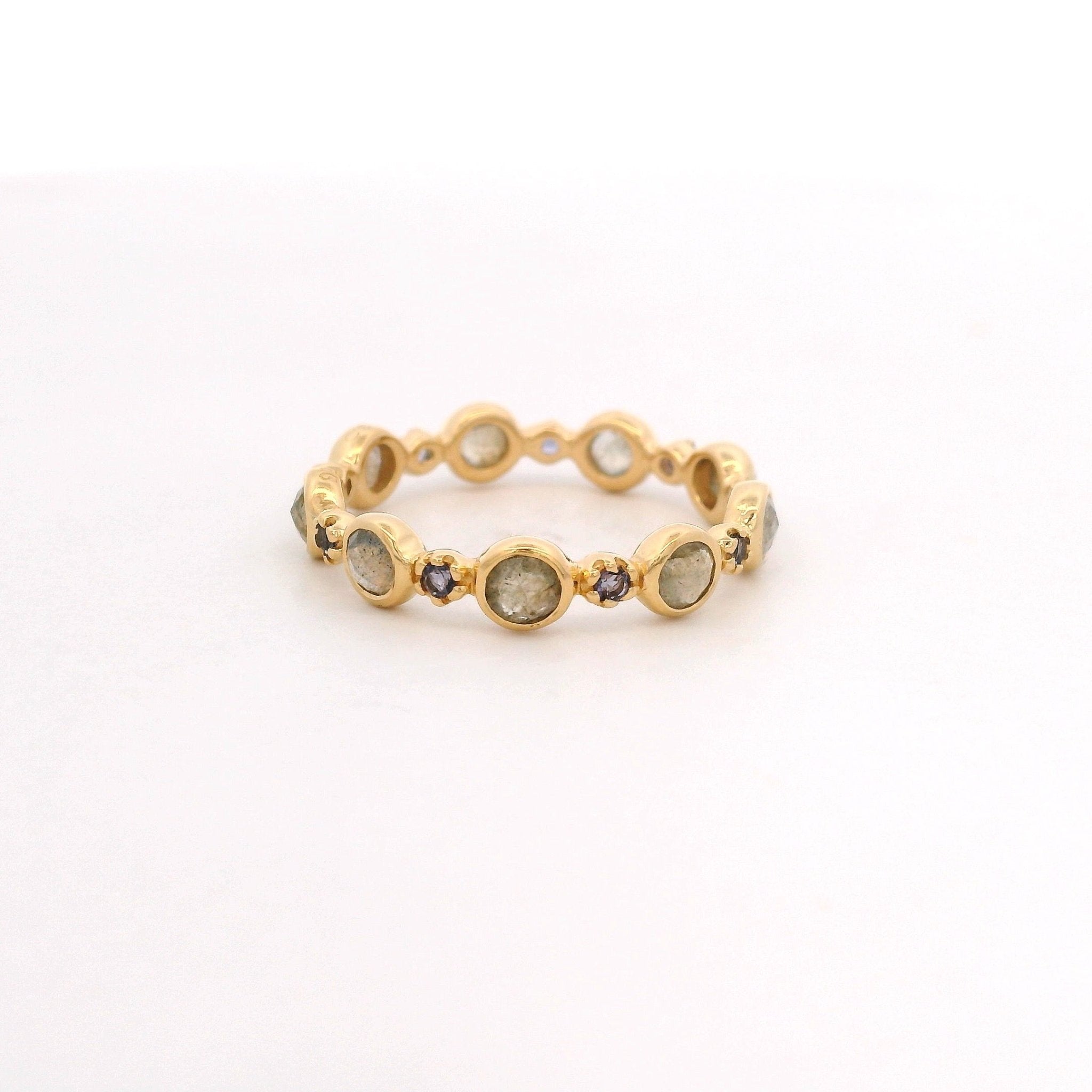 925YG STATION BEZEL LABRADORITE AND IOLITE RING T6.5 - C'SANTOS