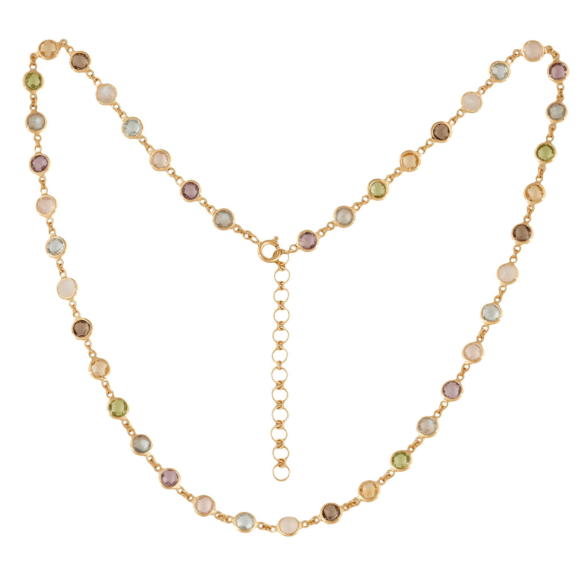 925YG STATION MULTI STONE NECKLACE - C'SANTOS