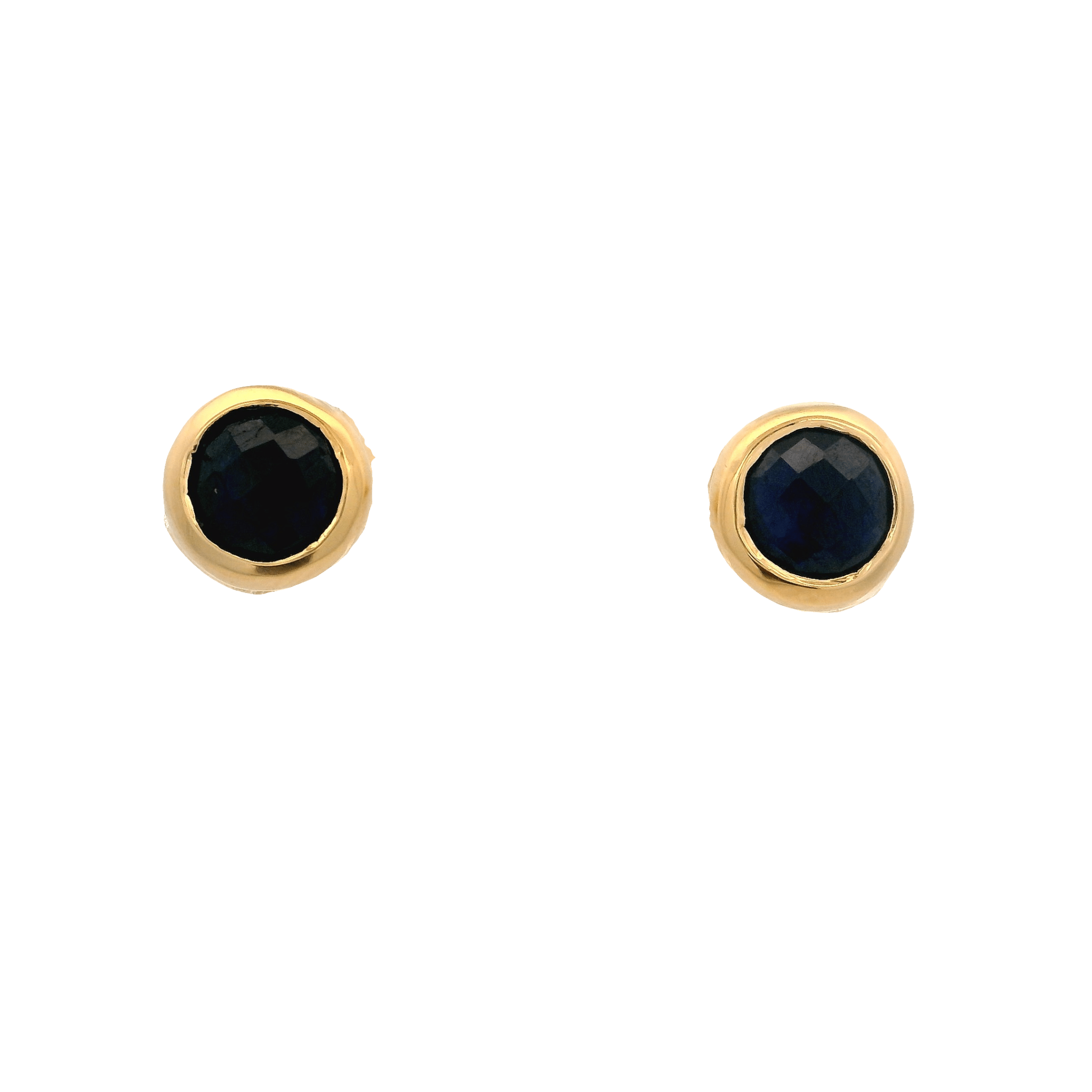 925YG STUD BEZEL SAPPHIRE GLASS FILLED EARRINGS - C'SANTOS