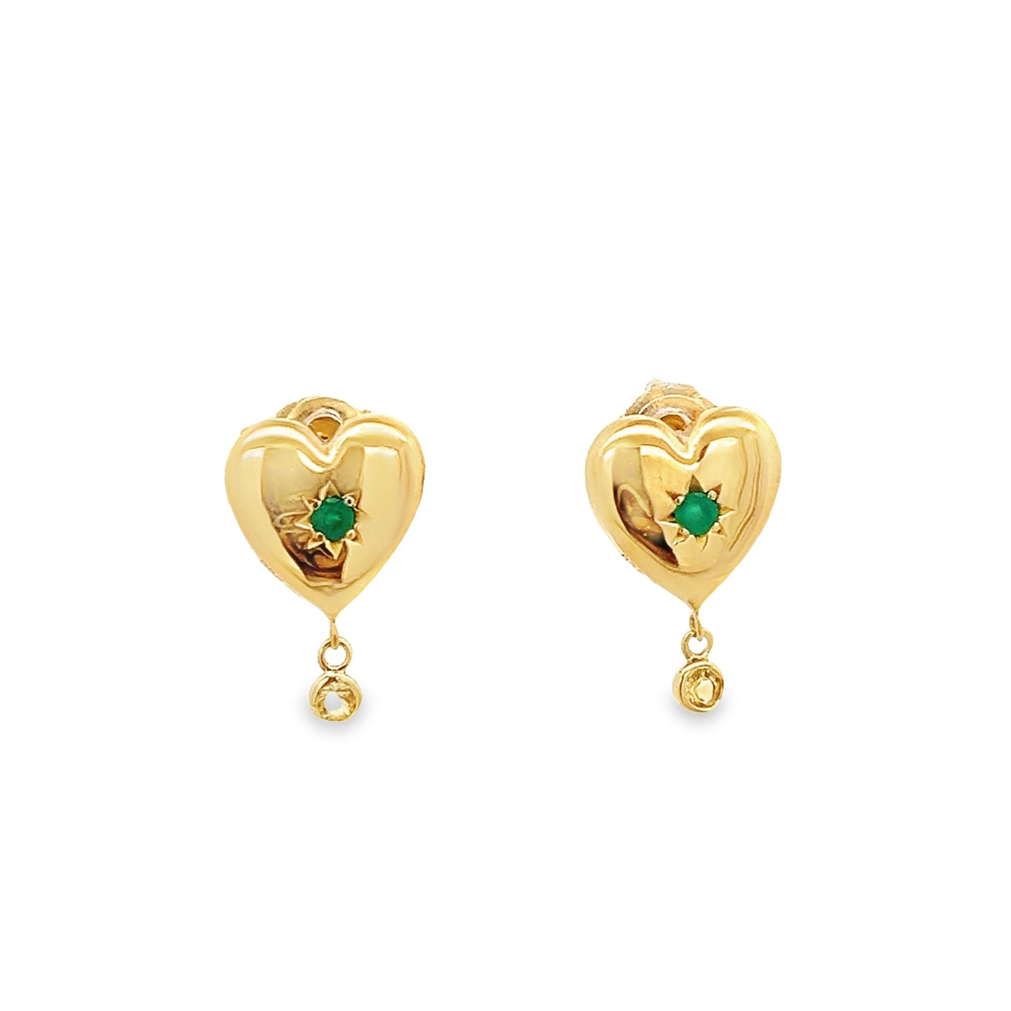 925YG SUN HEART ONYX GREEN BEZEL CITRINE EARRING - C'SANTOS