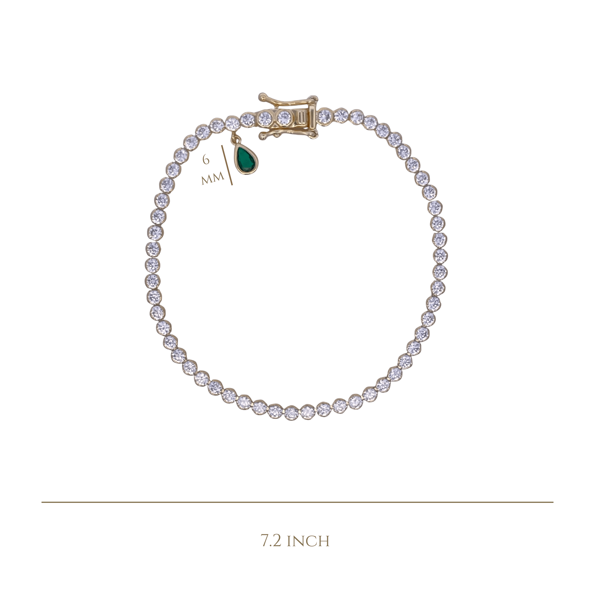 925YG TENNIS AND DROP CZ GREEN BRACELET - C'SANTOS
