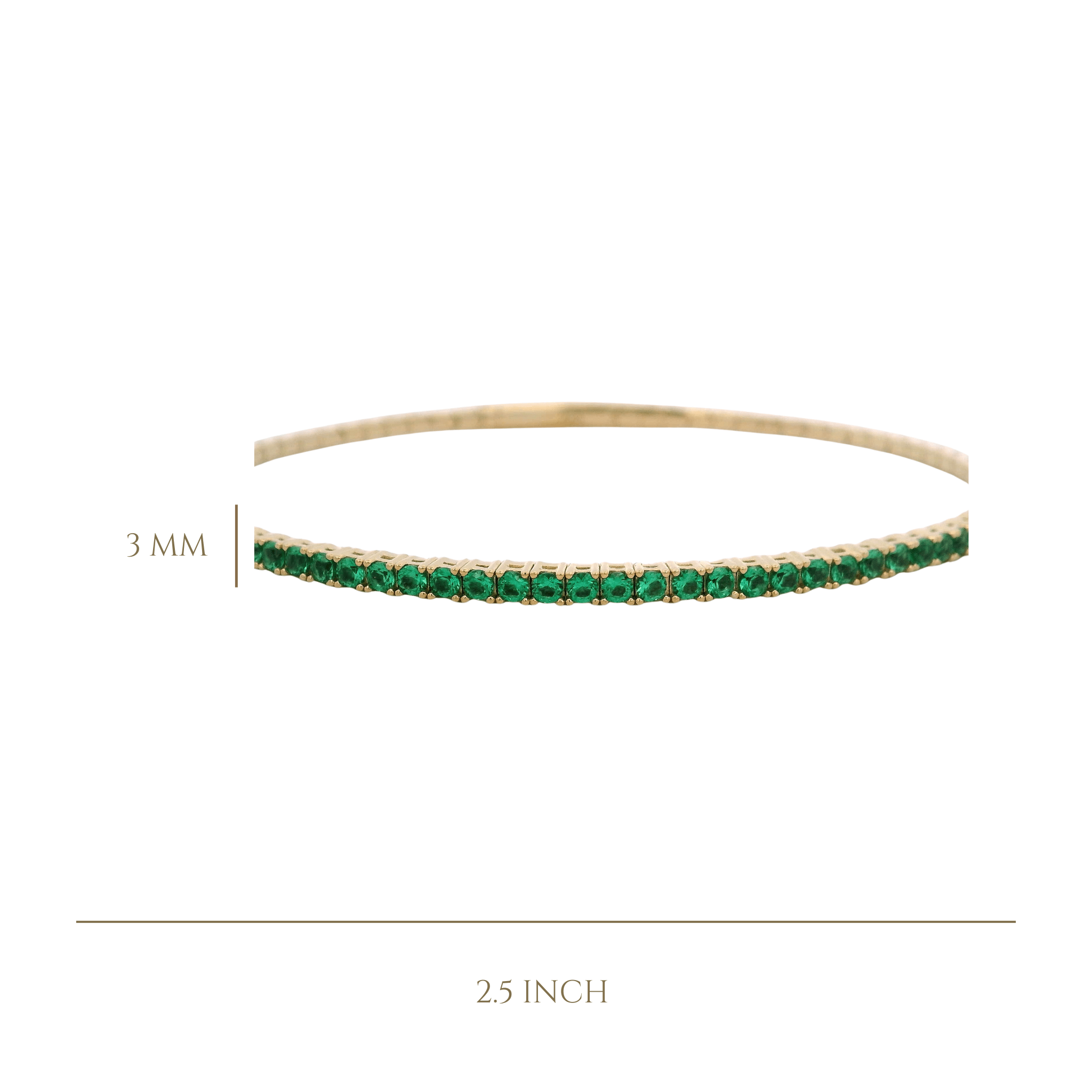 925YG TENNIS CZ GREEN BANGLE - C'SANTOS