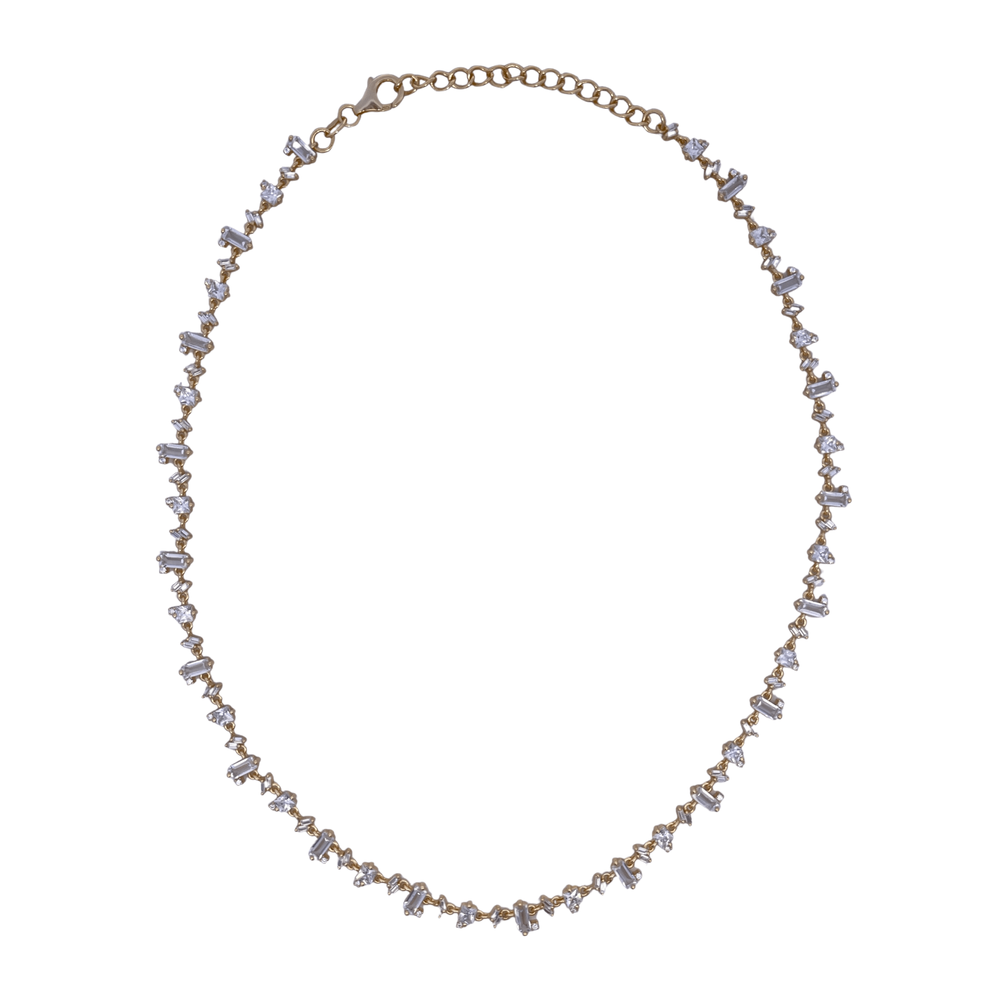 925YG TENNIS DIFFERENT CUTS CZ NECKLACE - C'SANTOS