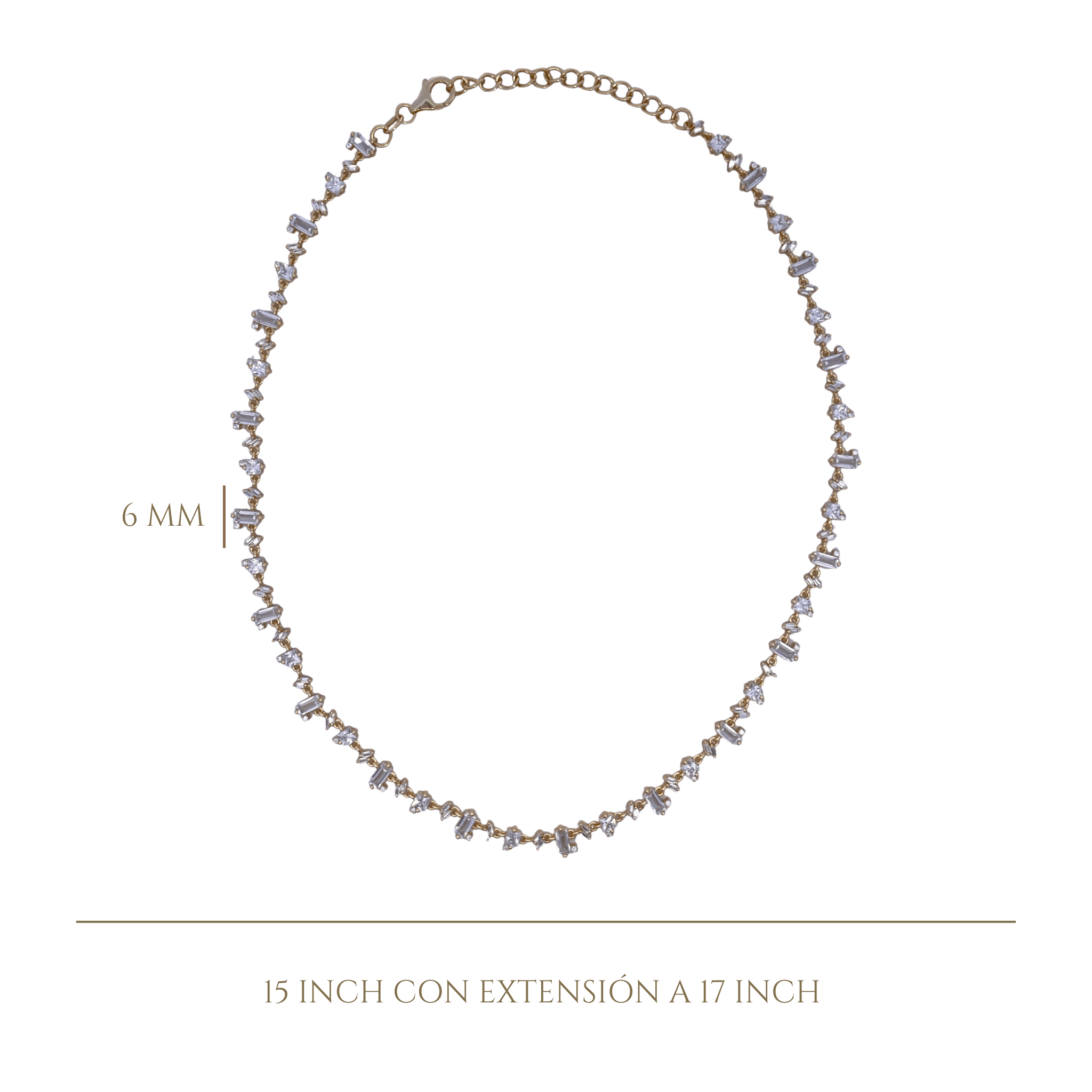 925YG TENNIS DIFFERENT CUTS CZ NECKLACE - C'SANTOS