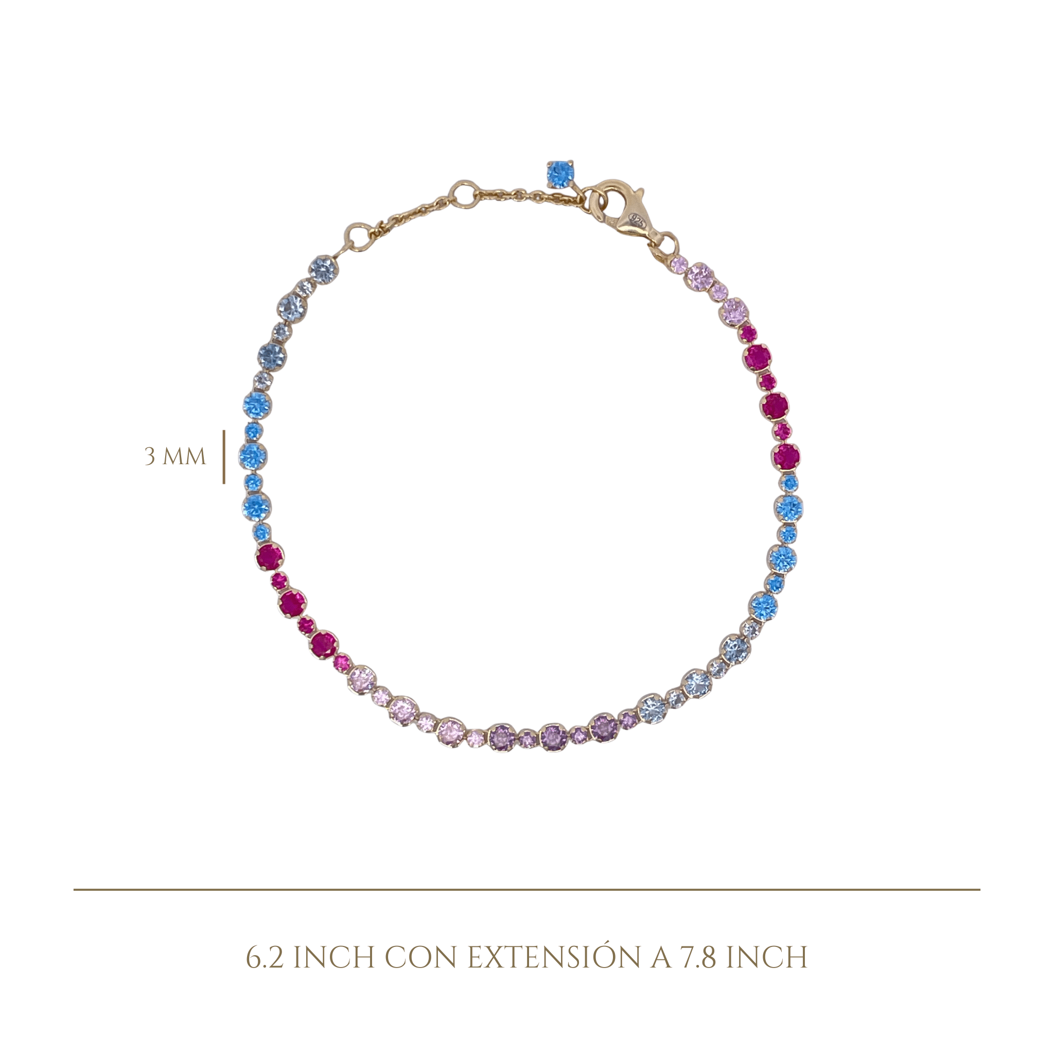925YG TENNIS MULTICOLOR BRACELET - C'SANTOS