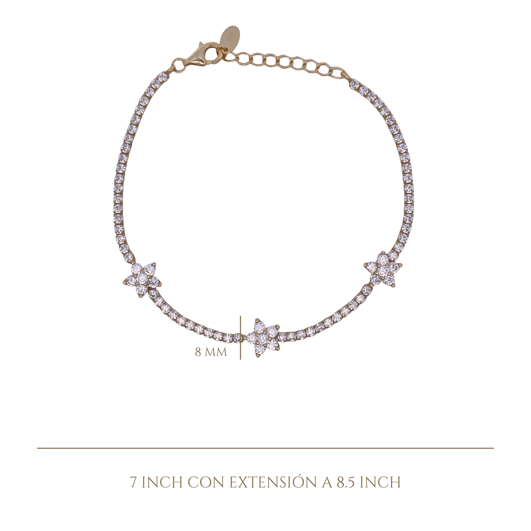 925YG TENNIS TRIPLE FLOWER CZ BRACELET - C'SANTOS