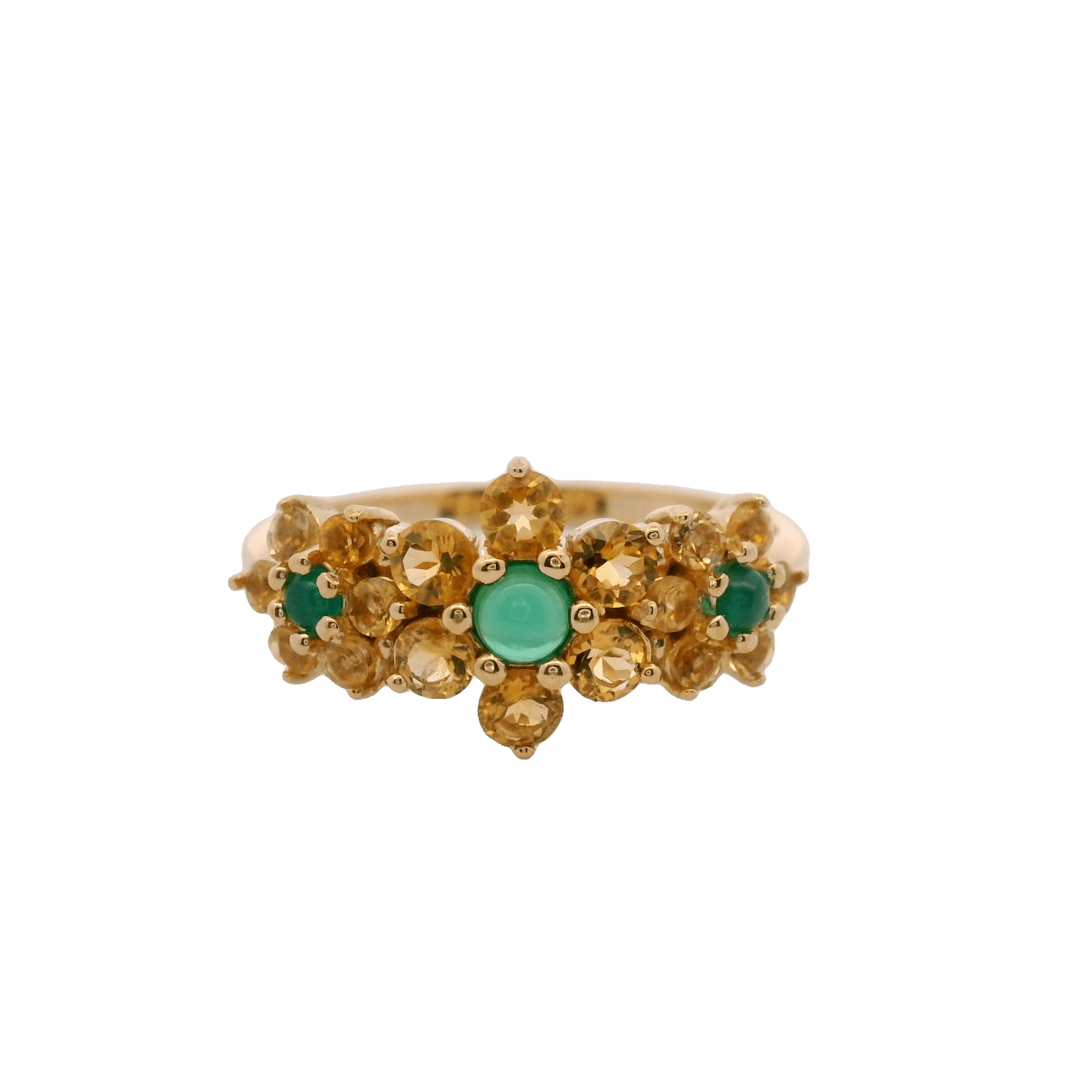 925YG TRIPLE FOWER CITRINER CENTER ONYX GREEN RING T6.5 - C'SANTOS