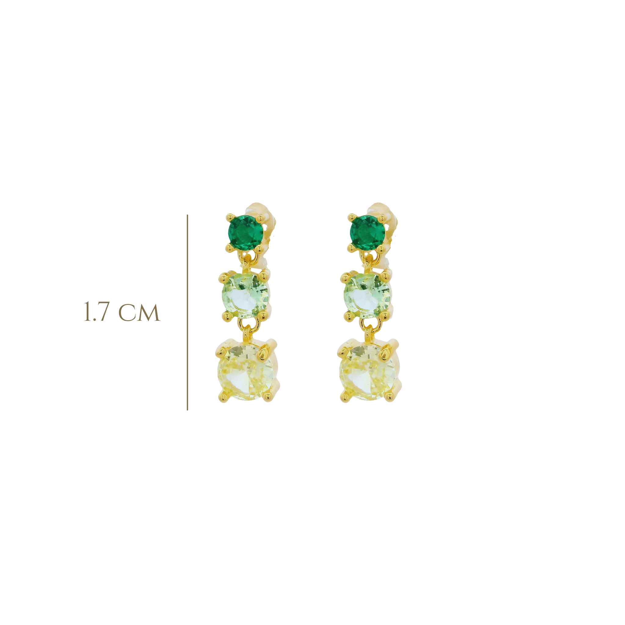 925YG TRIPLE STONE GREEN EARRINGS - C'SANTOS