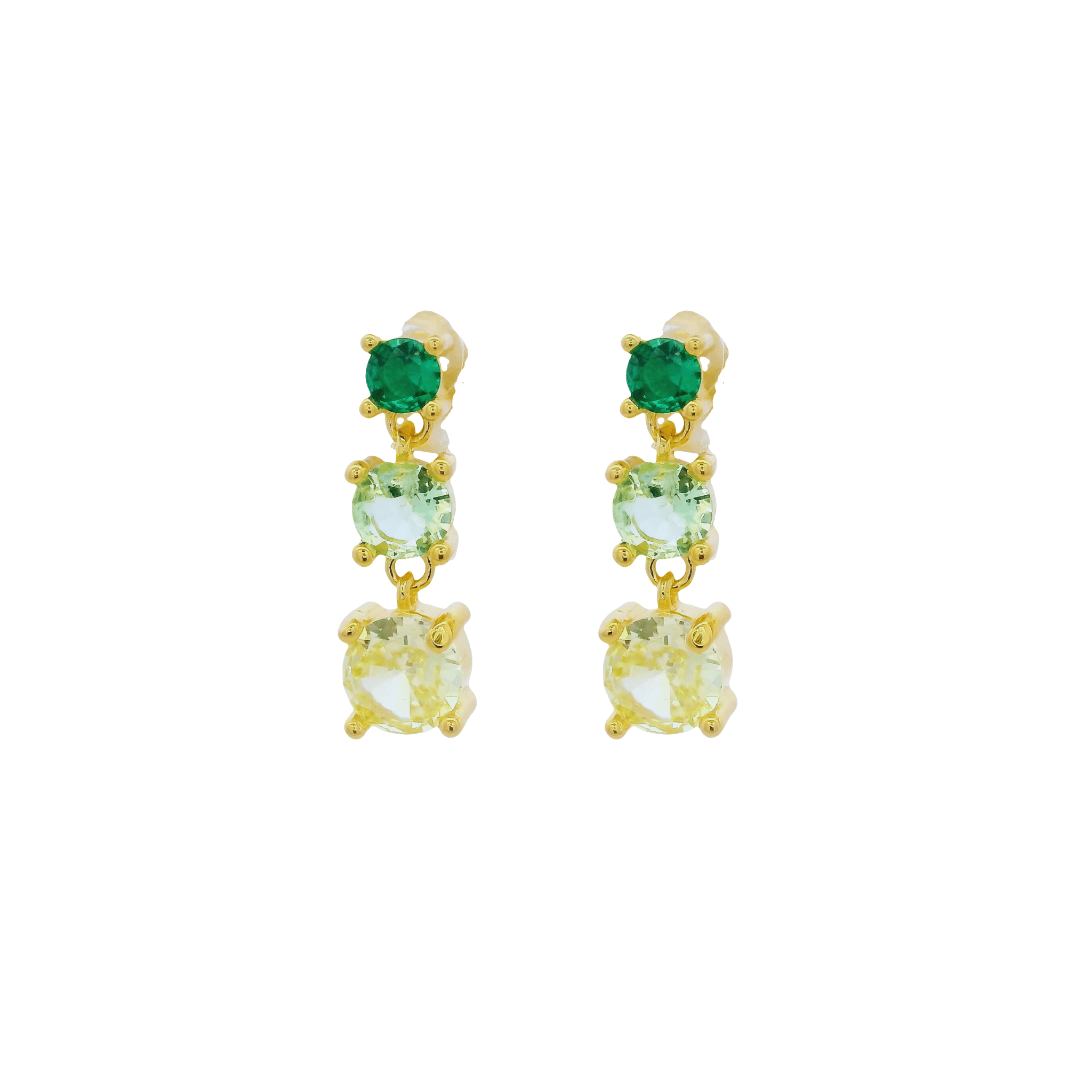 925YG TRIPLE STONE GREEN EARRINGS - C'SANTOS