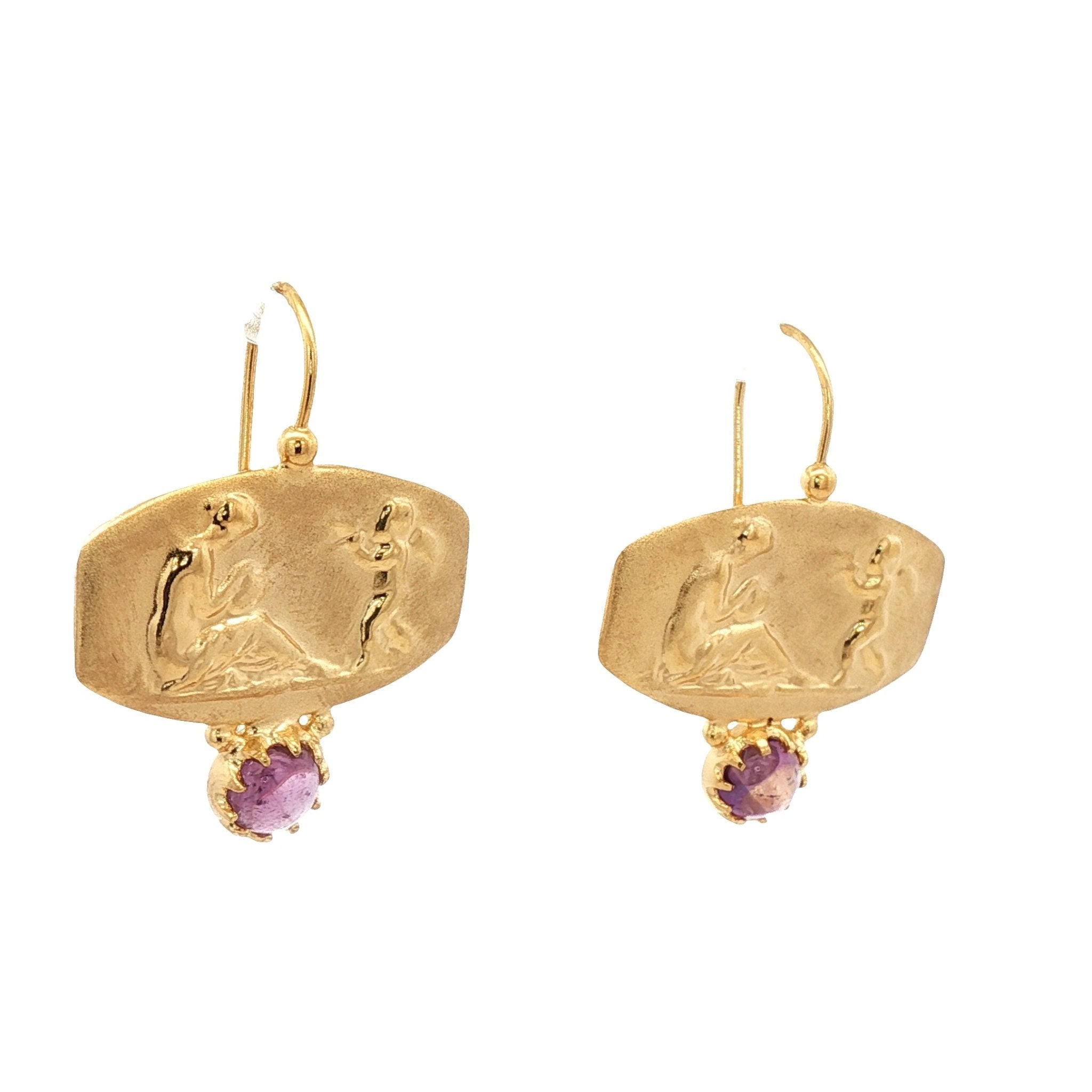 925YG VENERE AND CUPID AND AMETHYST EARRINGS - C'SANTOS