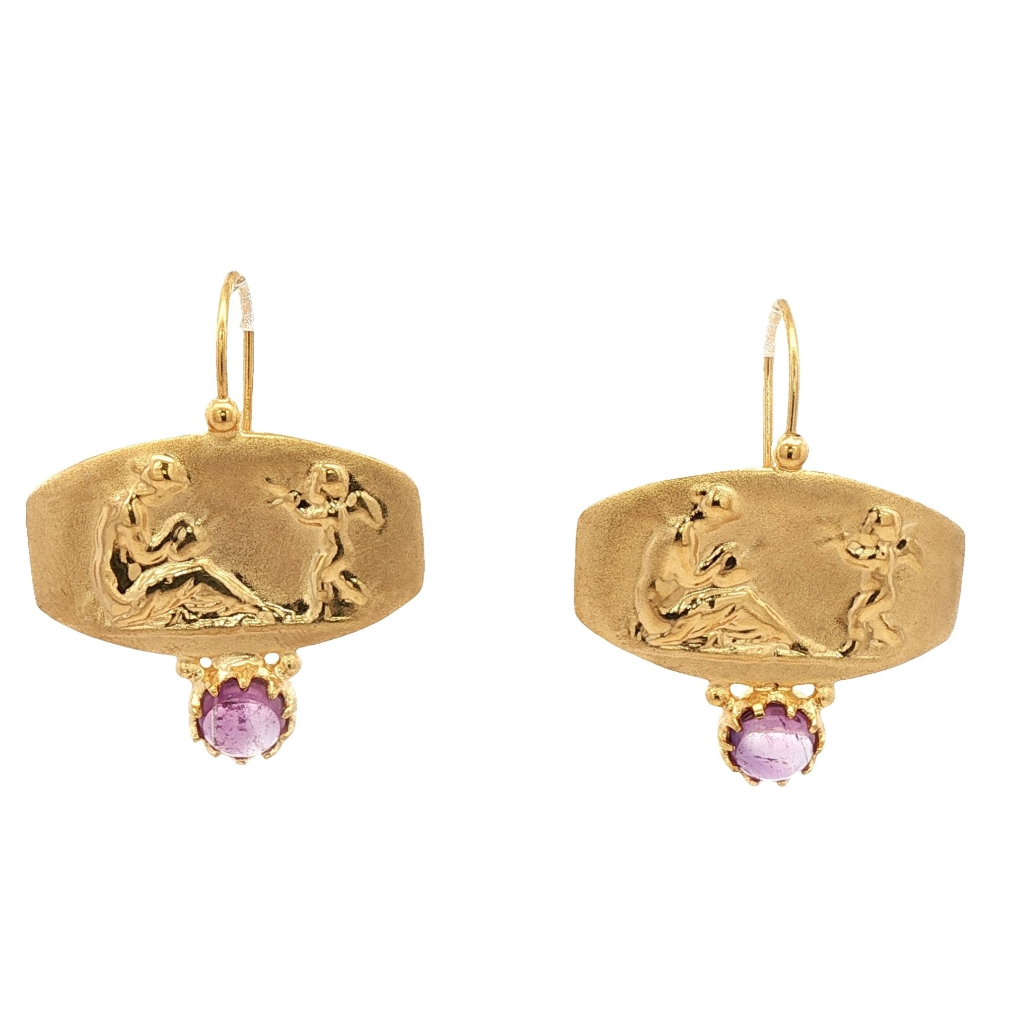 925YG VENERE AND CUPID AND AMETHYST EARRINGS - C'SANTOS