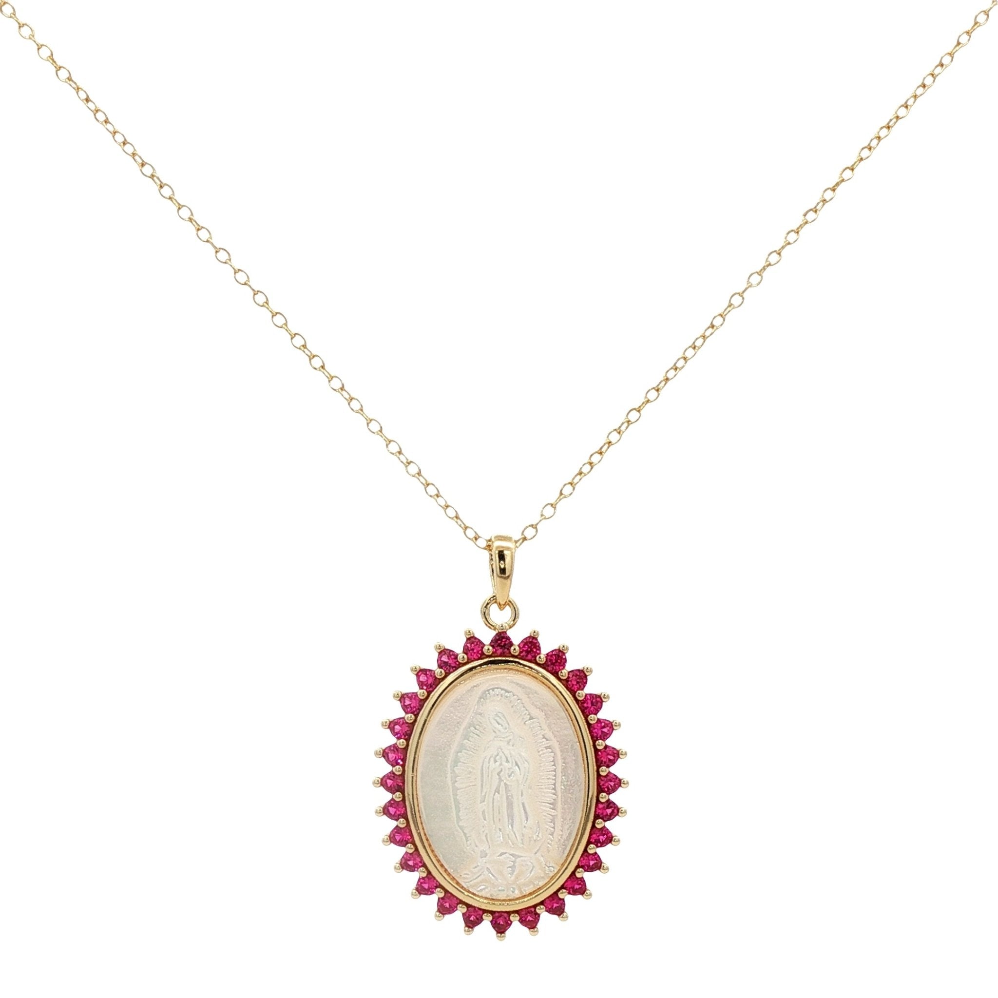925YG VIRGIN OF GUADALUPE RUBY NECKLACE - C'SANTOS
