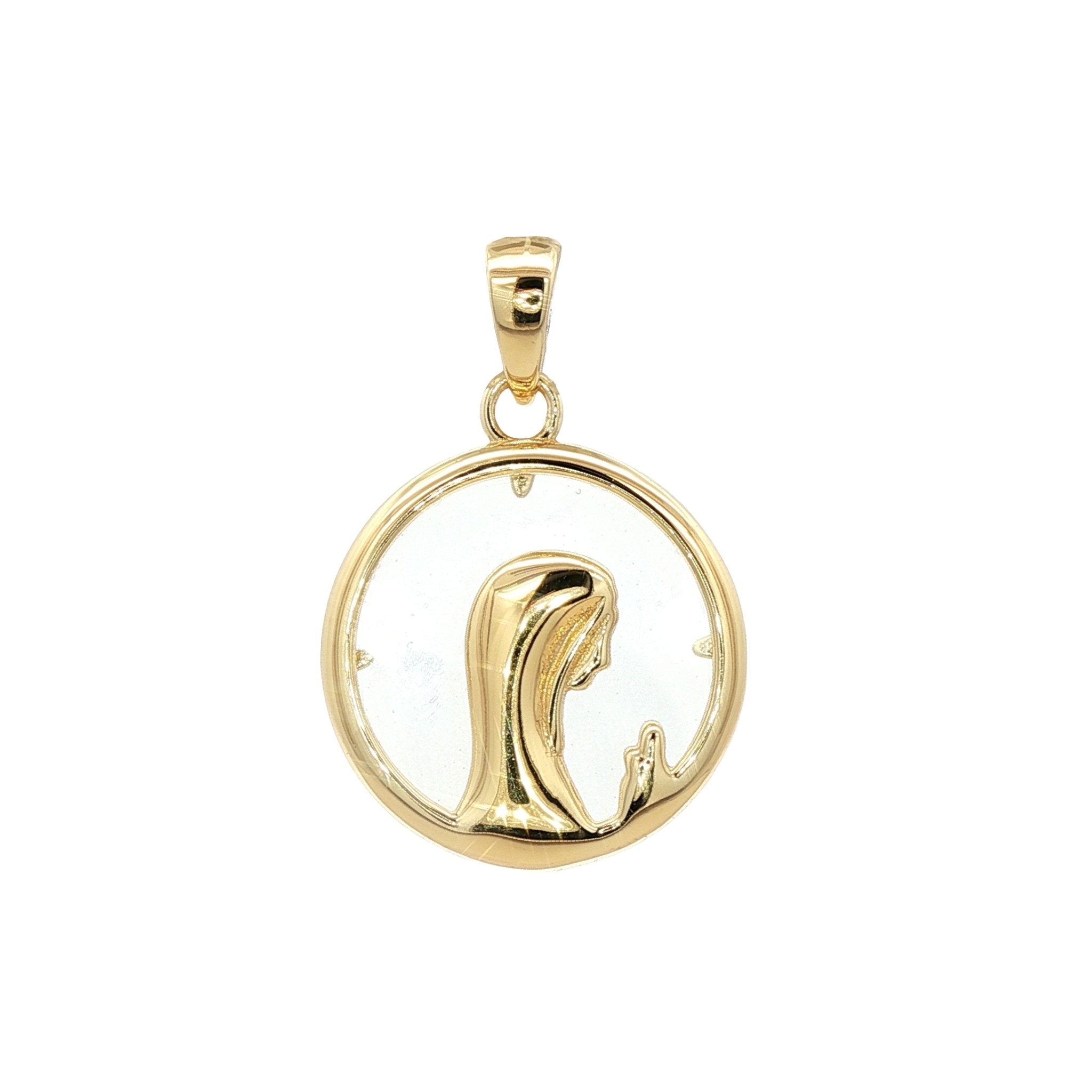 925YG VIRGIN WITH GLASS 21MM PENDANT - C'SANTOS