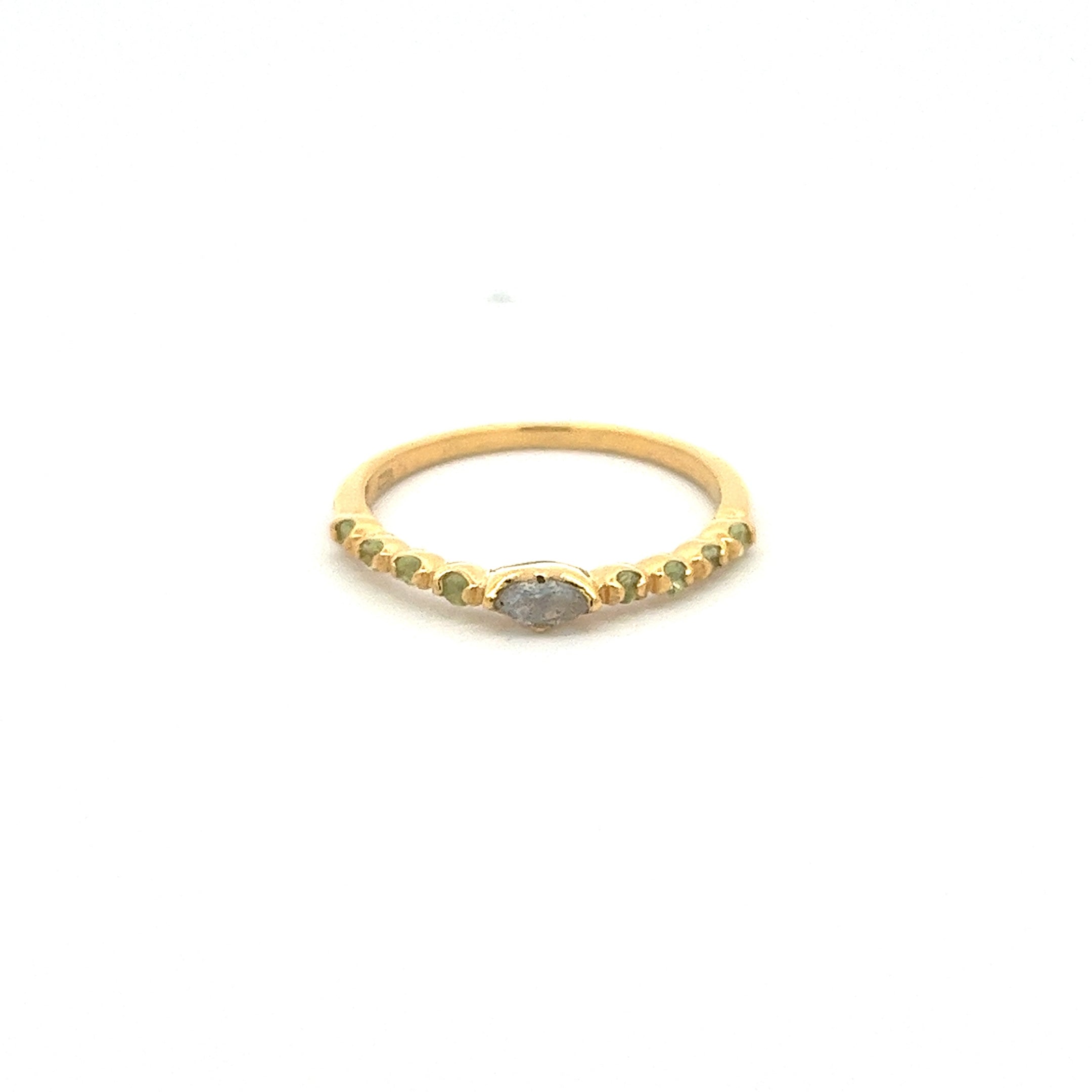 925 GOLD PLATED LABRADORITE MIX FIRE FACETED MARQUISE RING