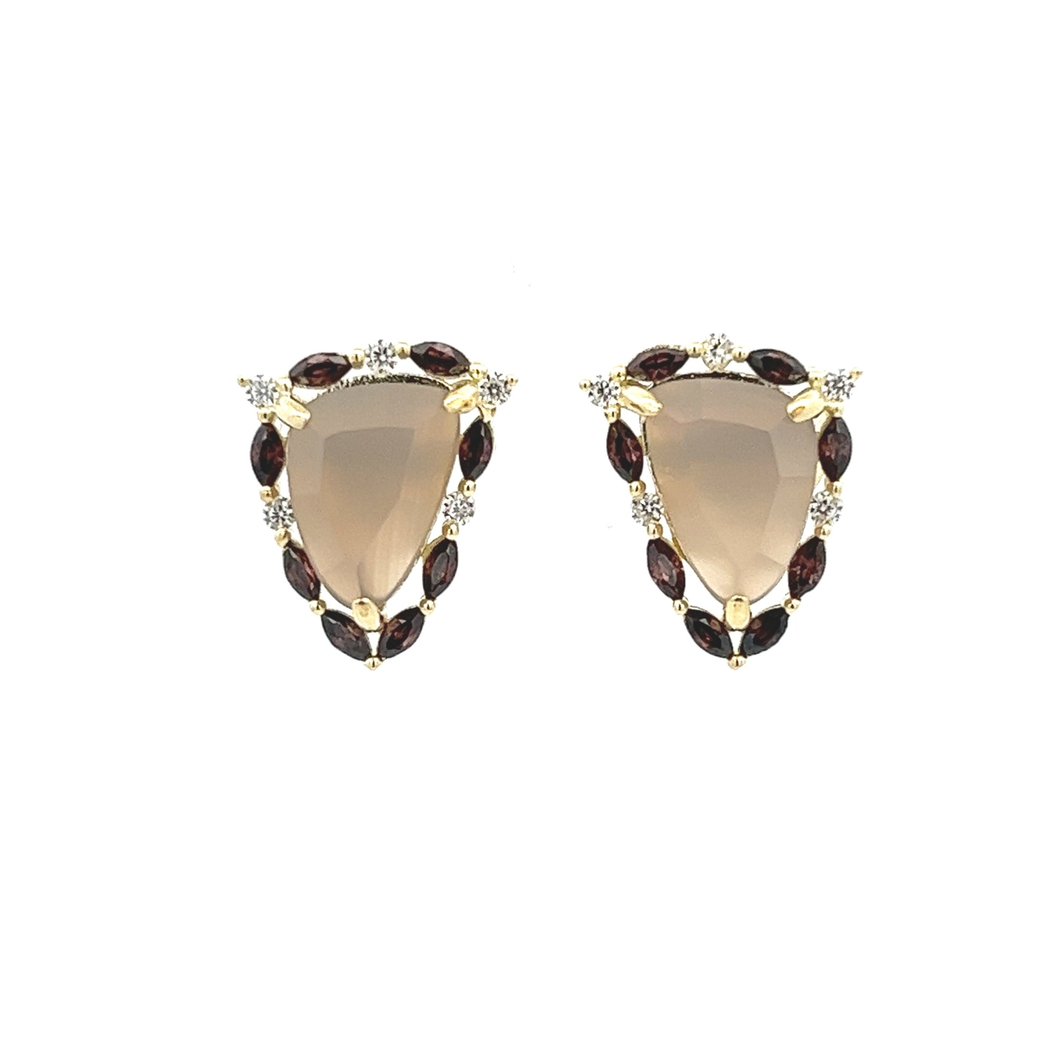 925 GOLD PLATED CRYSTALS STUDS EARRINGS