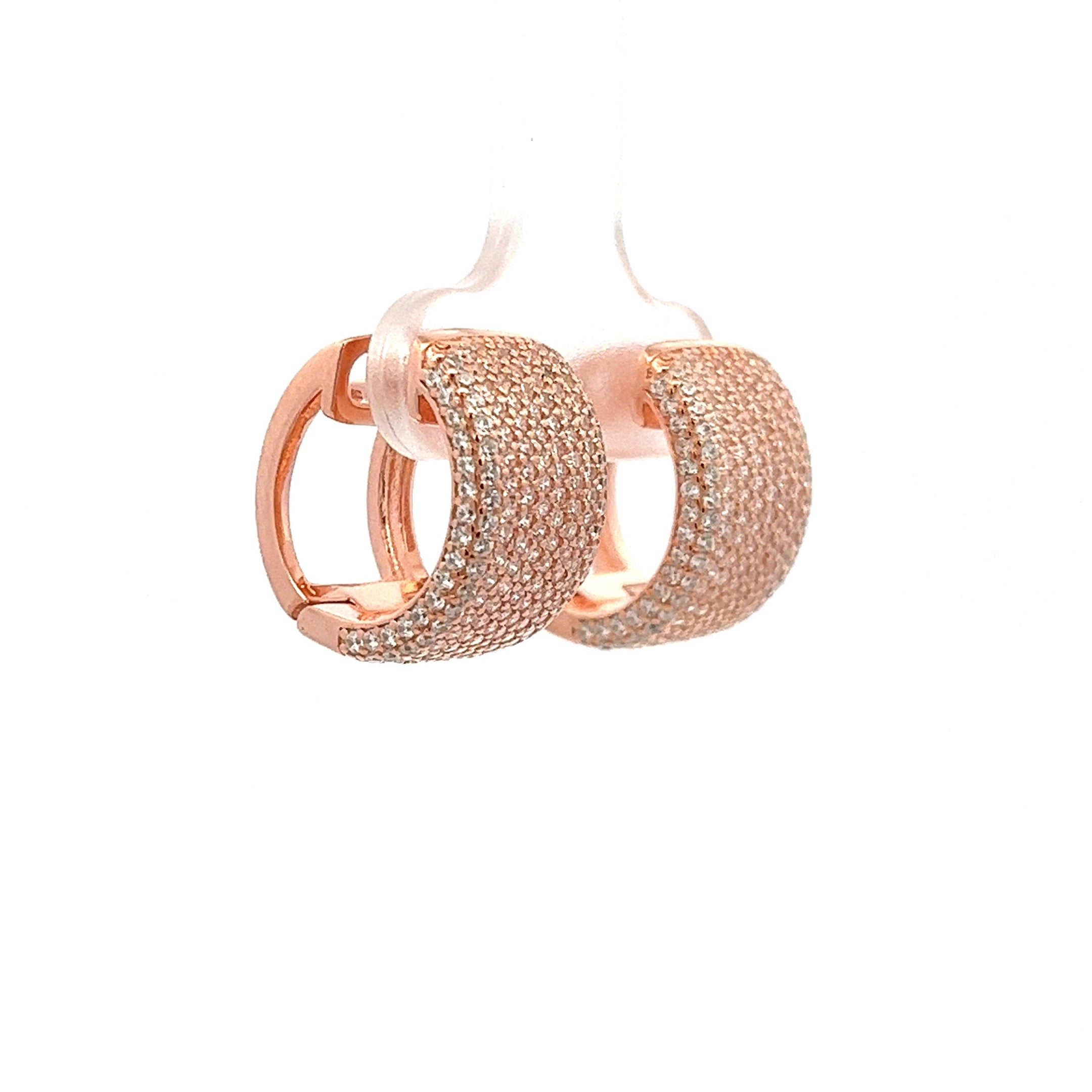 925 ROSE GOLD PLATED HUGGIES WITH CRYSTALS