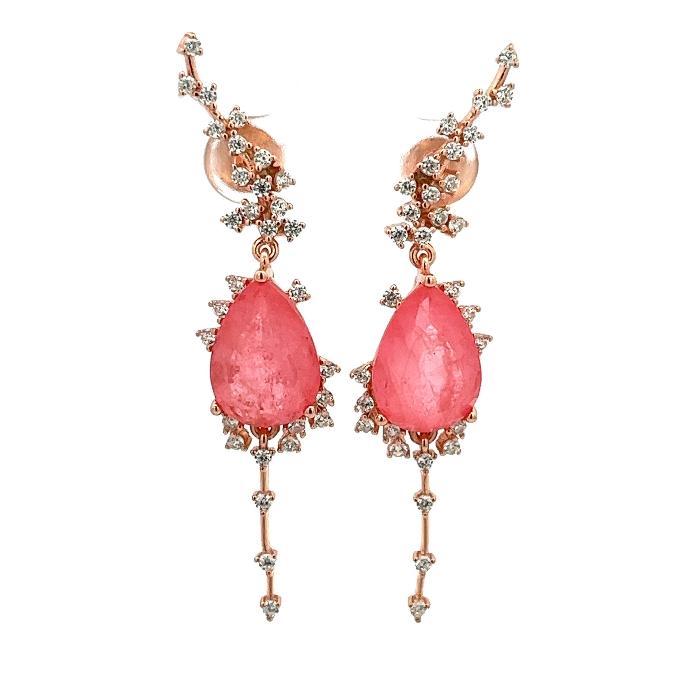 925 ROSE GOLD PLATED DROP CRYSTAL EARRINGS
