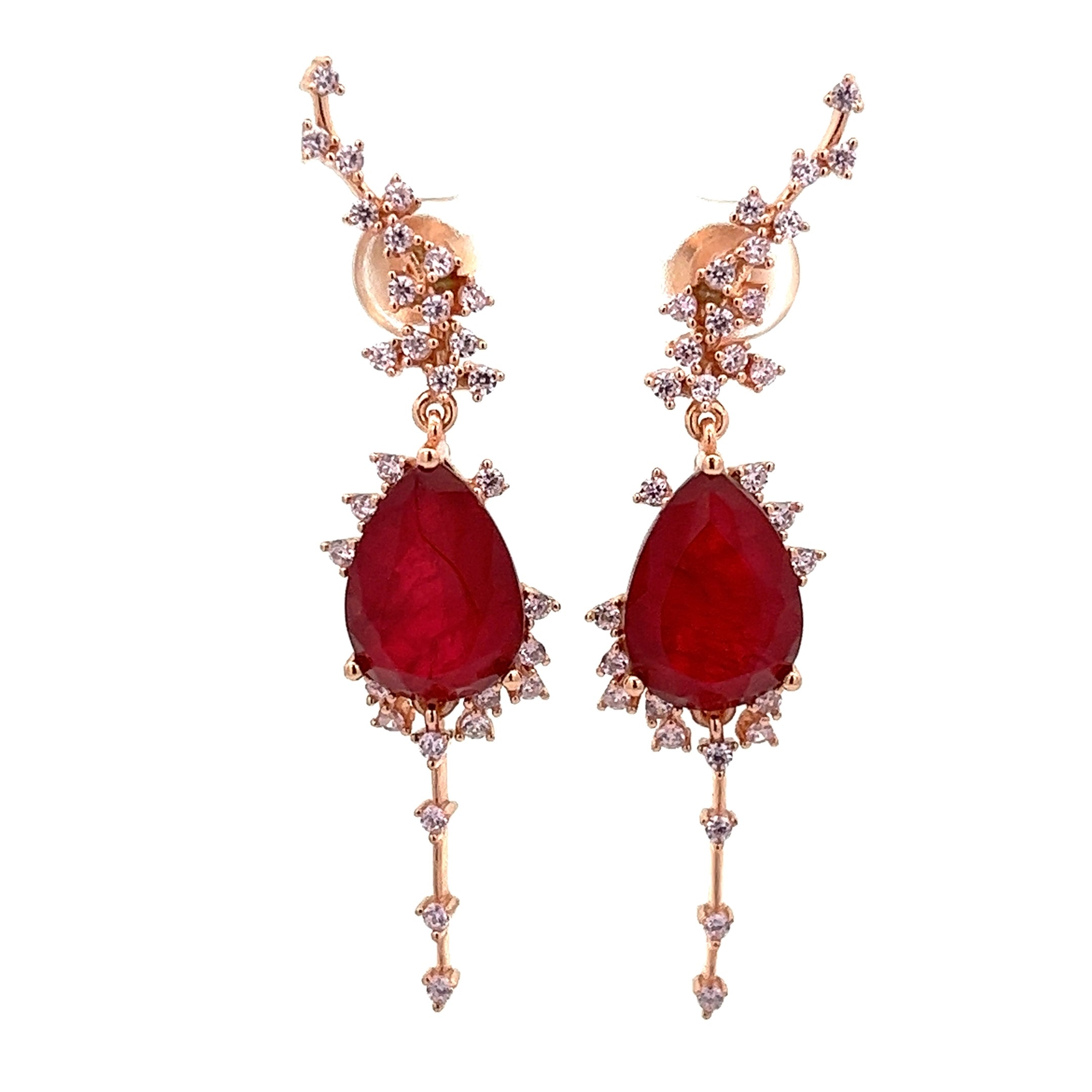 925 ROSE GOLD PLATED DROP CRYSTALS EARRINGS