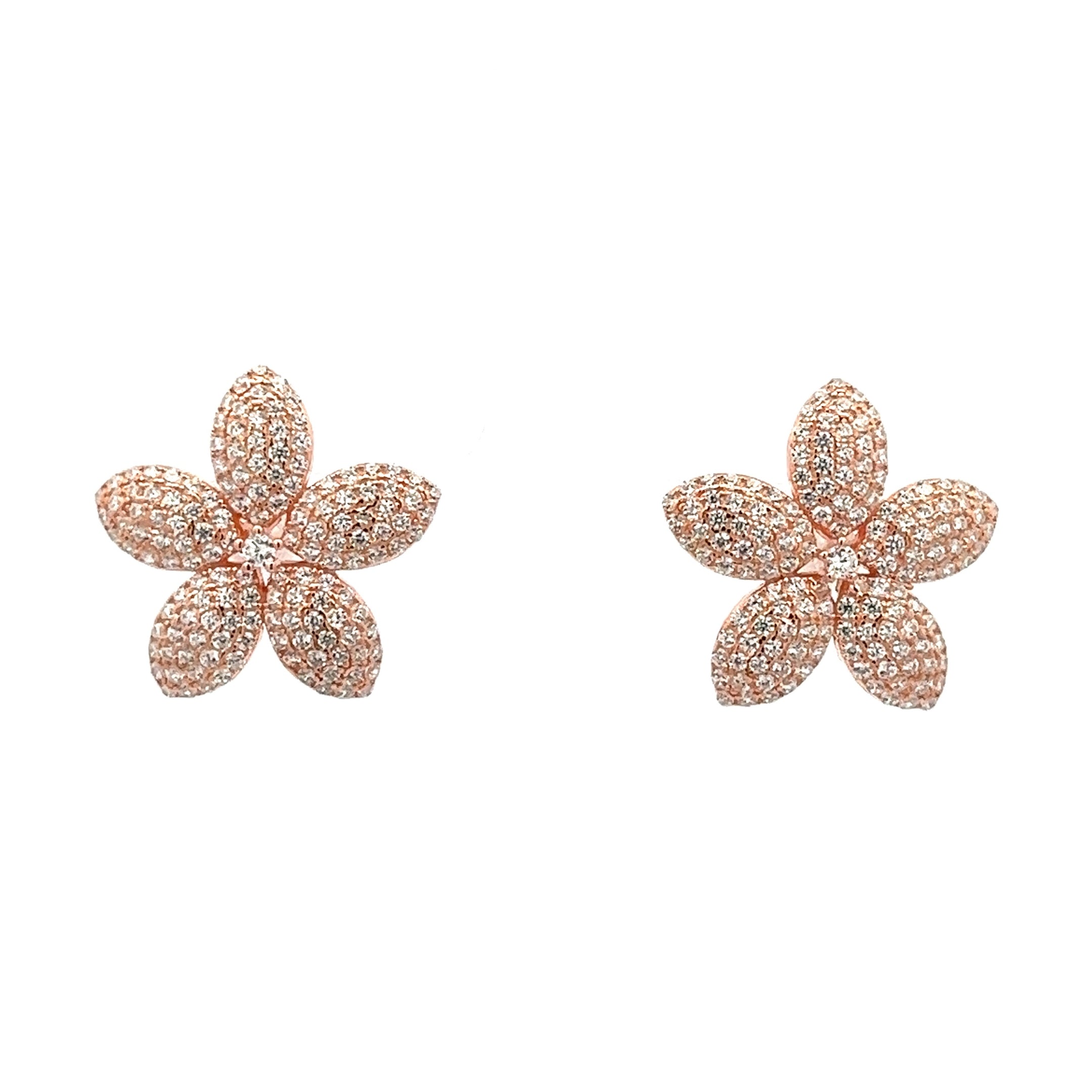 925 ROSE GOLD PLATED FLOWER EARRINGS WITH CRYSTALS