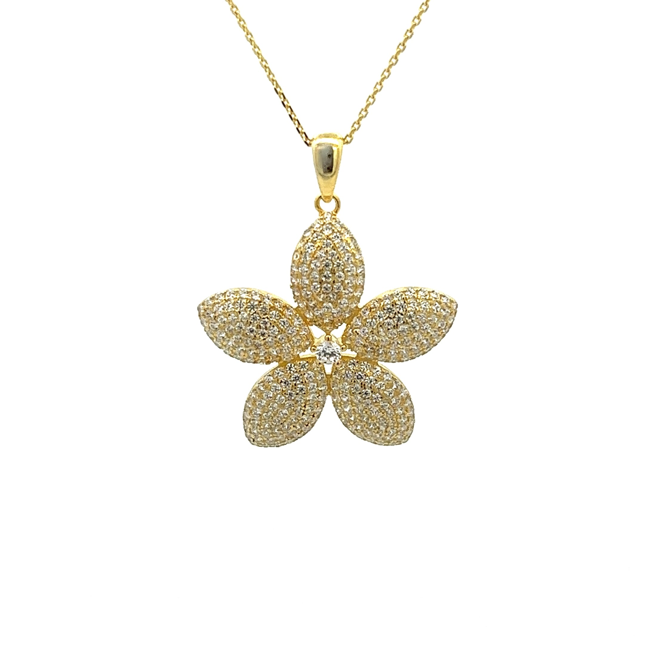 925 GOLD PLATED FLOWER PENDANT WITH CRYSTALS