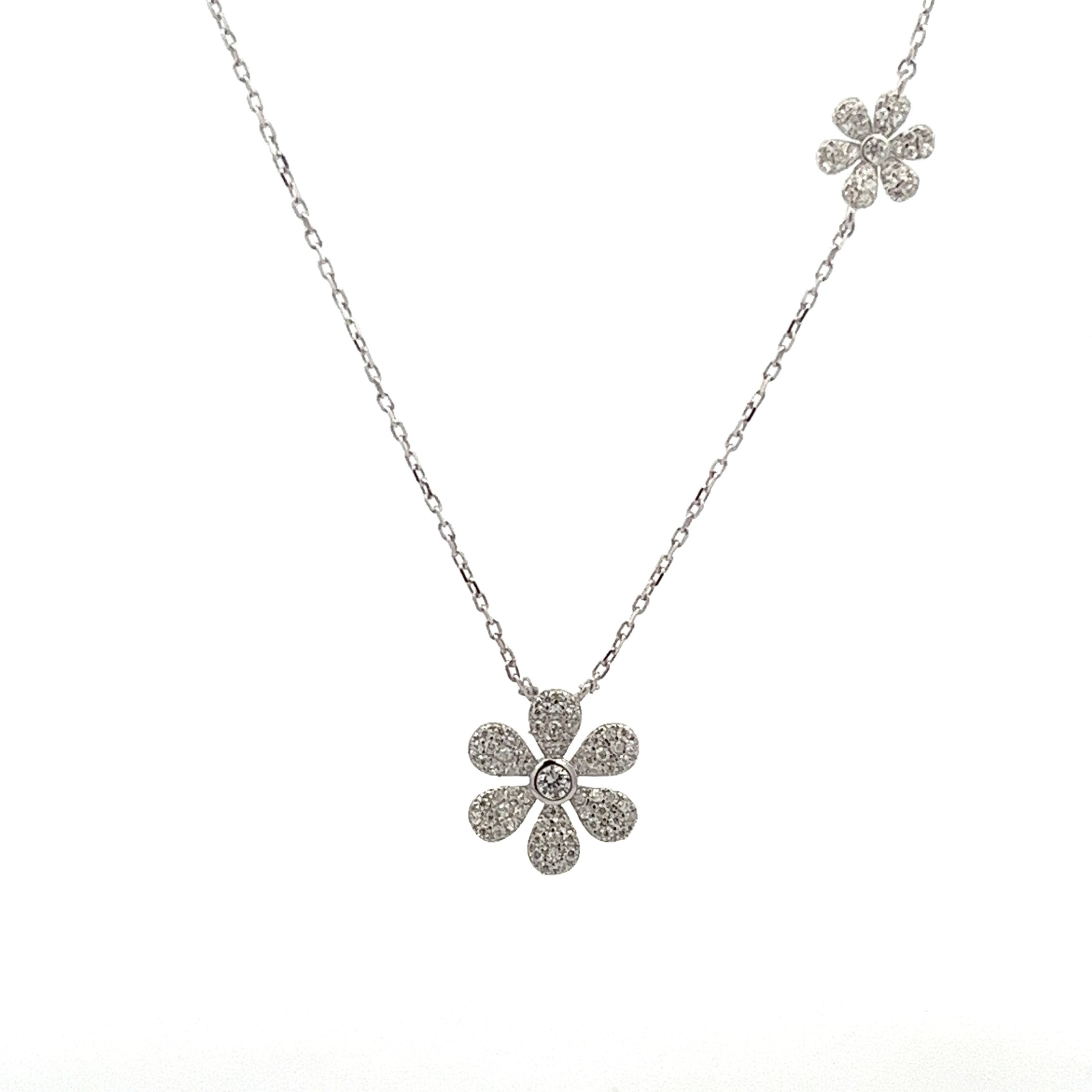 925 SILVER FLOWERS PENDANT WITH CRYSTALS