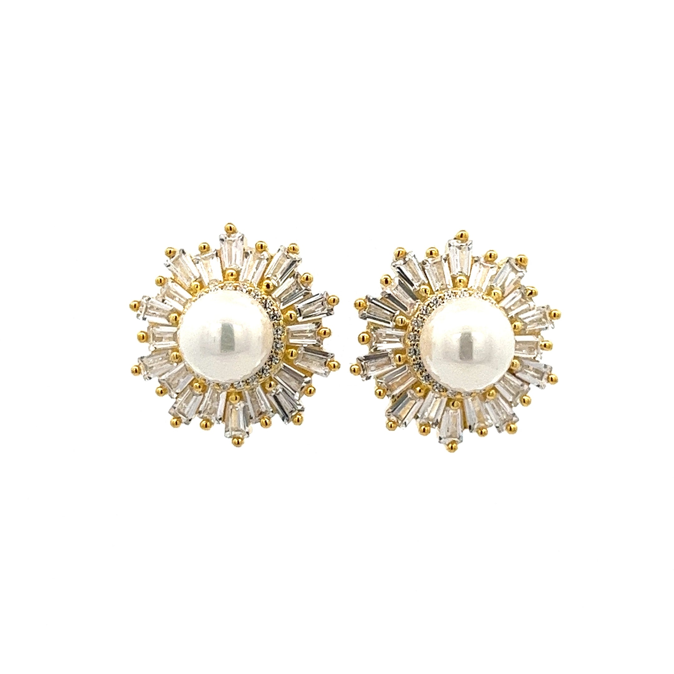 925 GOLD PLATED PEARL EARRINGS WITH CRYSTALS