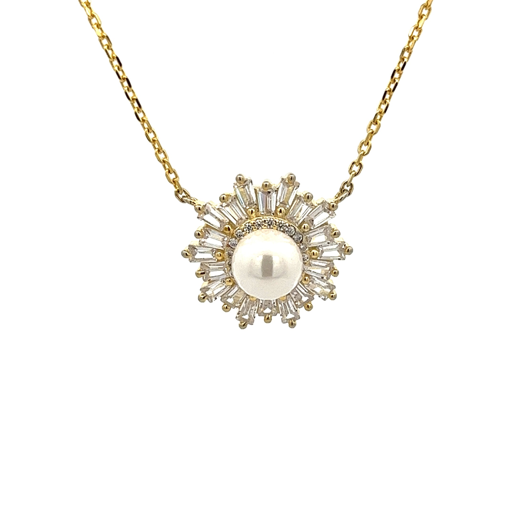 925 GOLD PLATED PEARL PENDANT WITH CRYSTALS