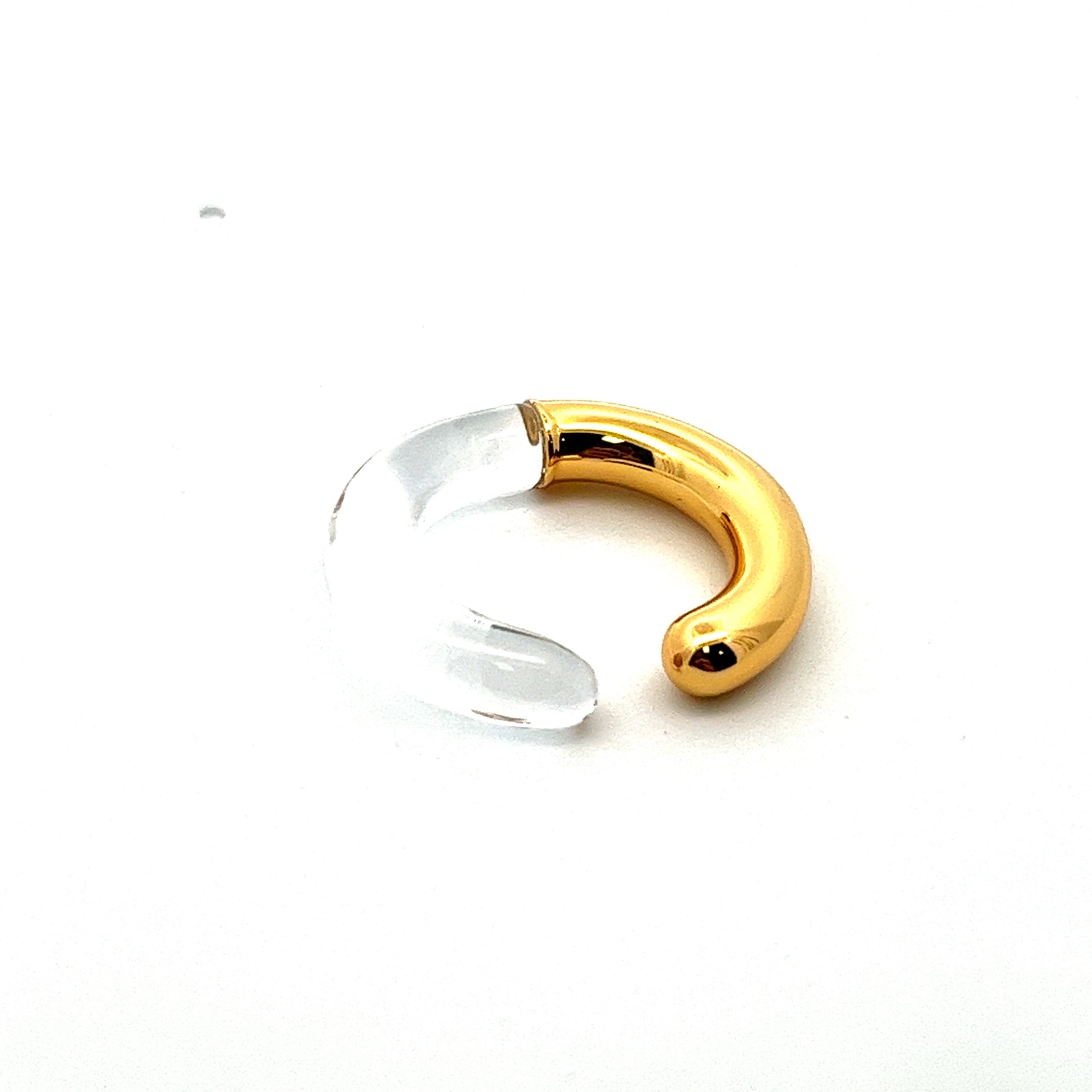 METAL BASE GOLD AND CLEAR EAR CUFF