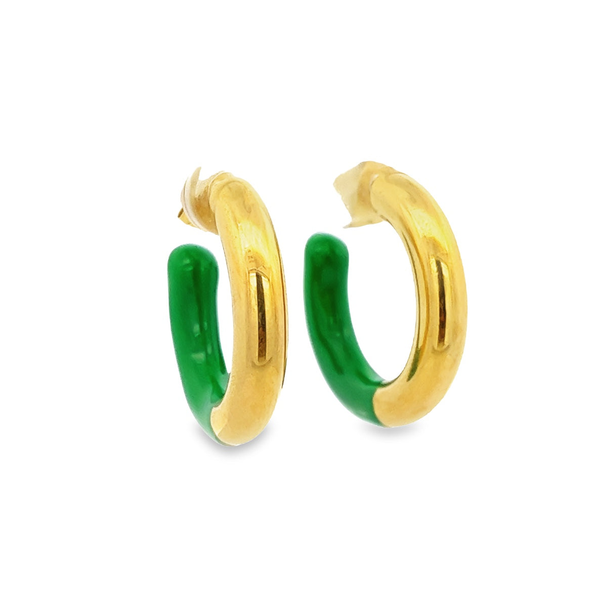 METAL BASE GREEN AND GOLD HOOPS