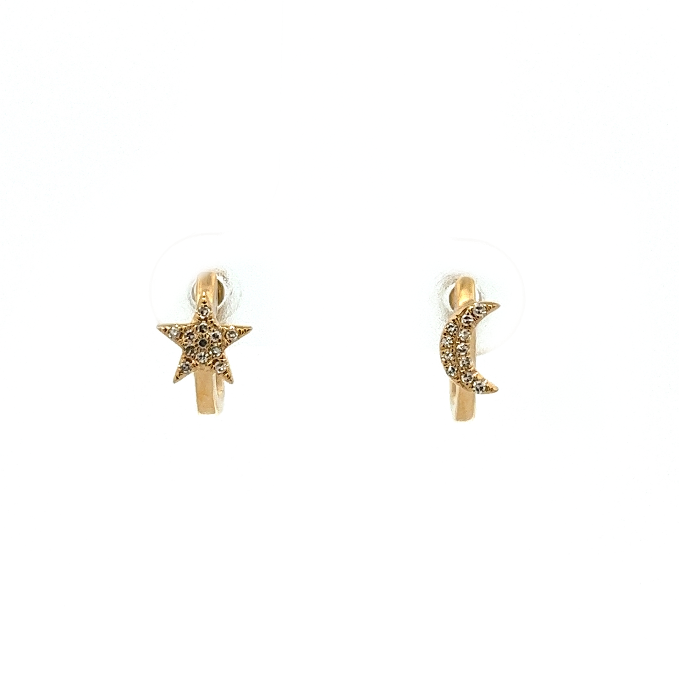 14K GOLD STAR AND MOON EARRINGS