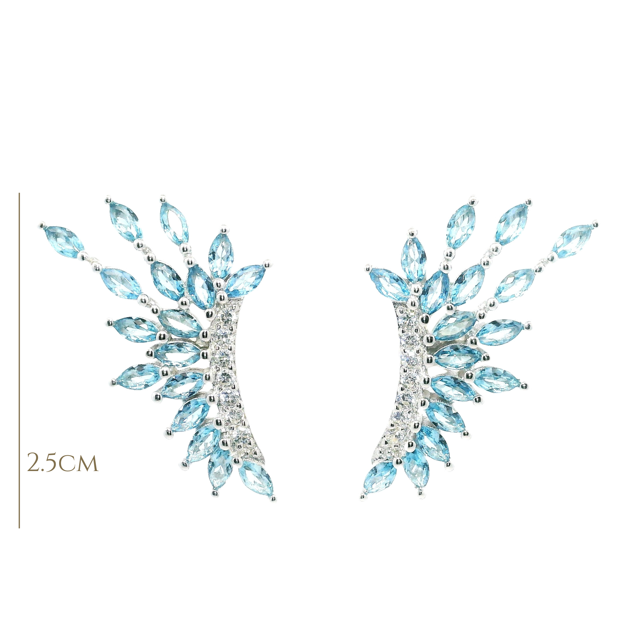 WINGS EARRINGS WITH CRYSTALS 925 SILVER PLATED