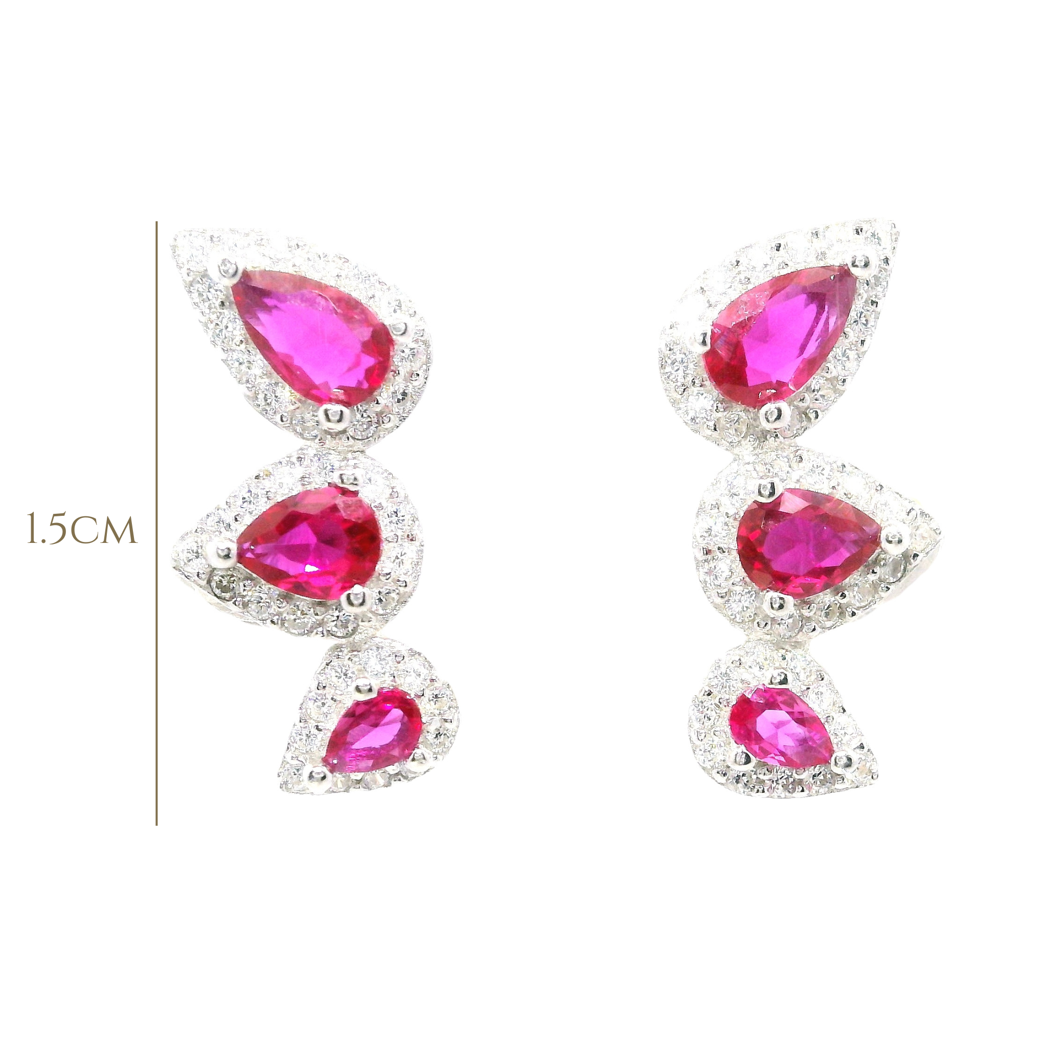 EARRINGS WITH PEAR CUT CRYSTALS 925 SILVER PLATED