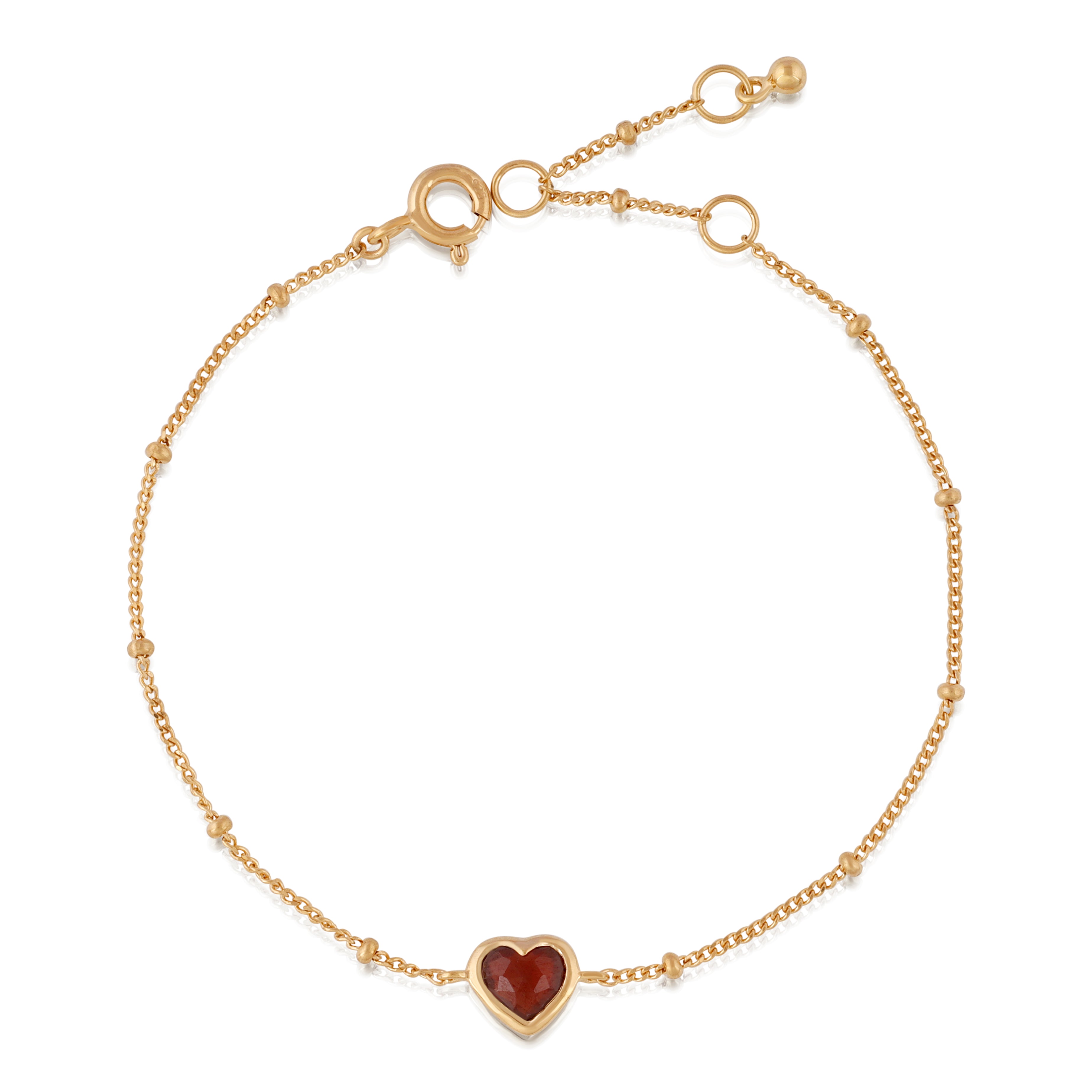 925YG HEART BEZEL GARNET BRACELET