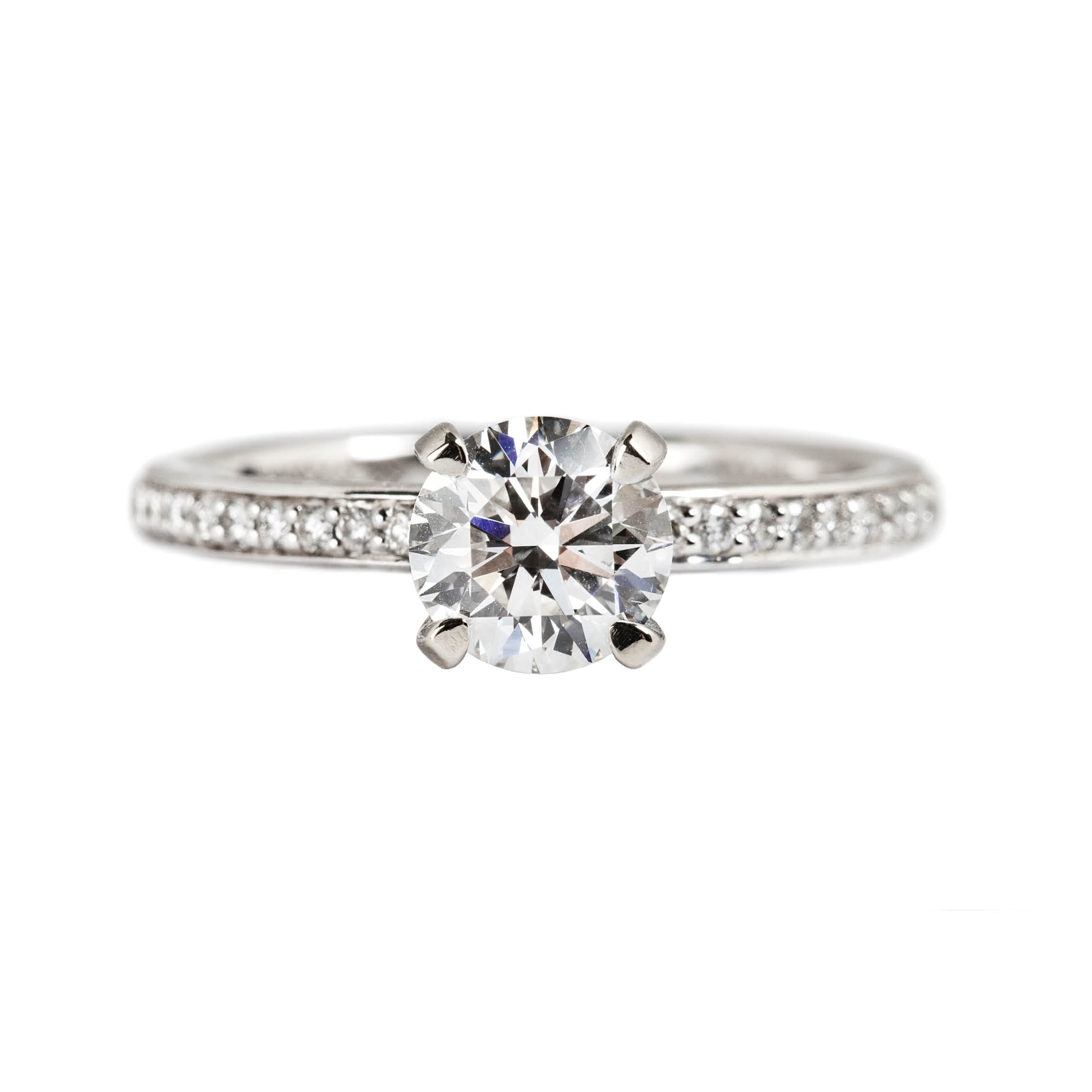 14K WHITE GOLD MICROPRONG RING