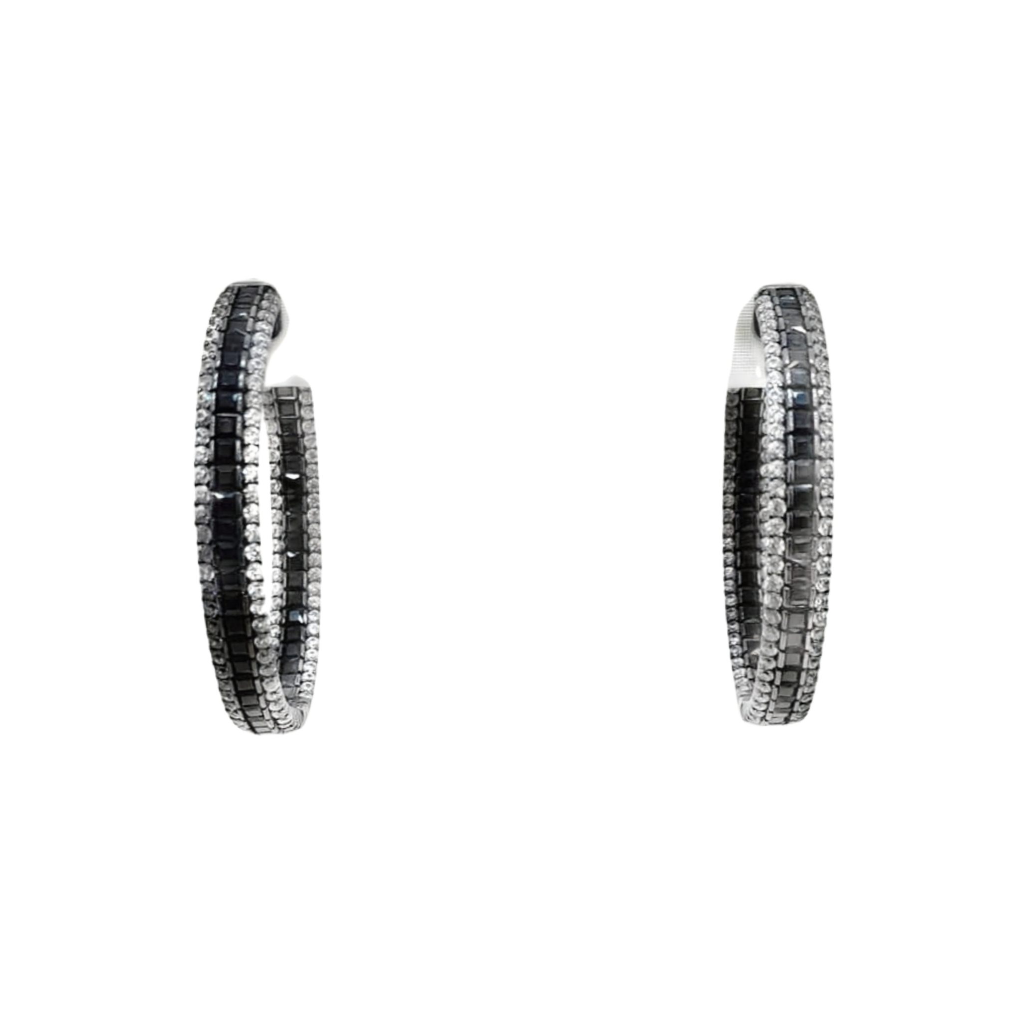 925 EARRING: HOOP COLOR/TRIM CZ/WGP - Y+GP/CZ/