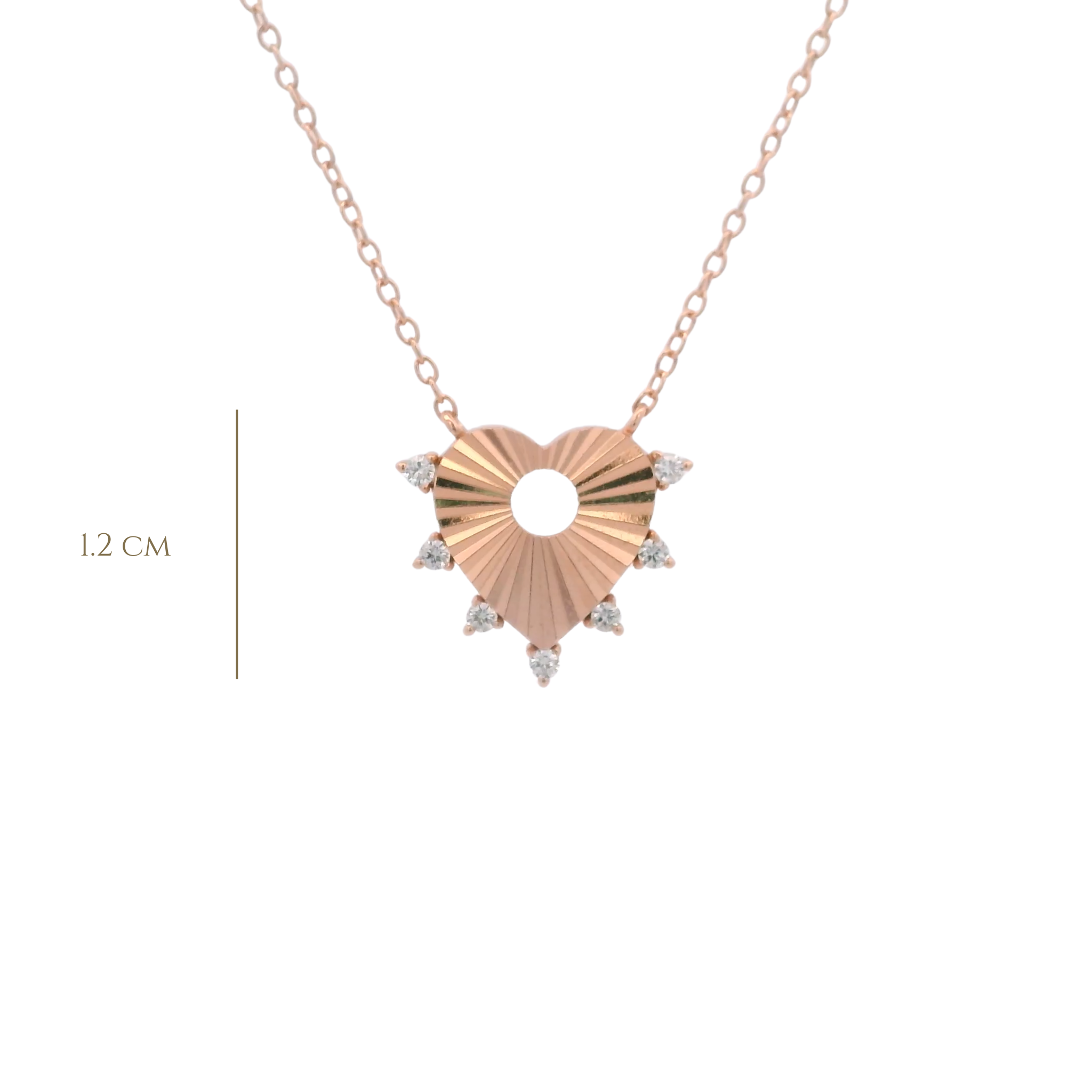 925RG HEART TEXTURE WITH CZ AROUND NECKLACE