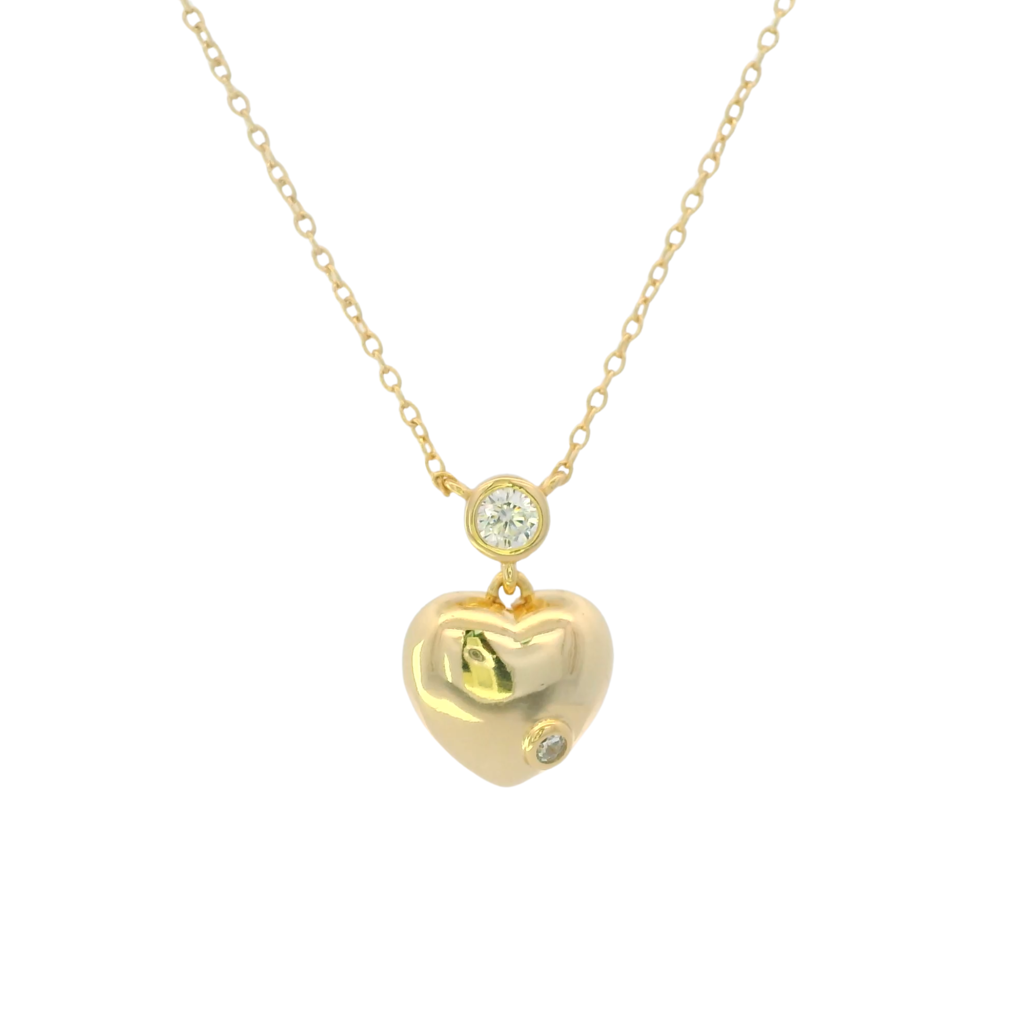 925YG BEZEL WITH HEART SMOOTH NECKLACE