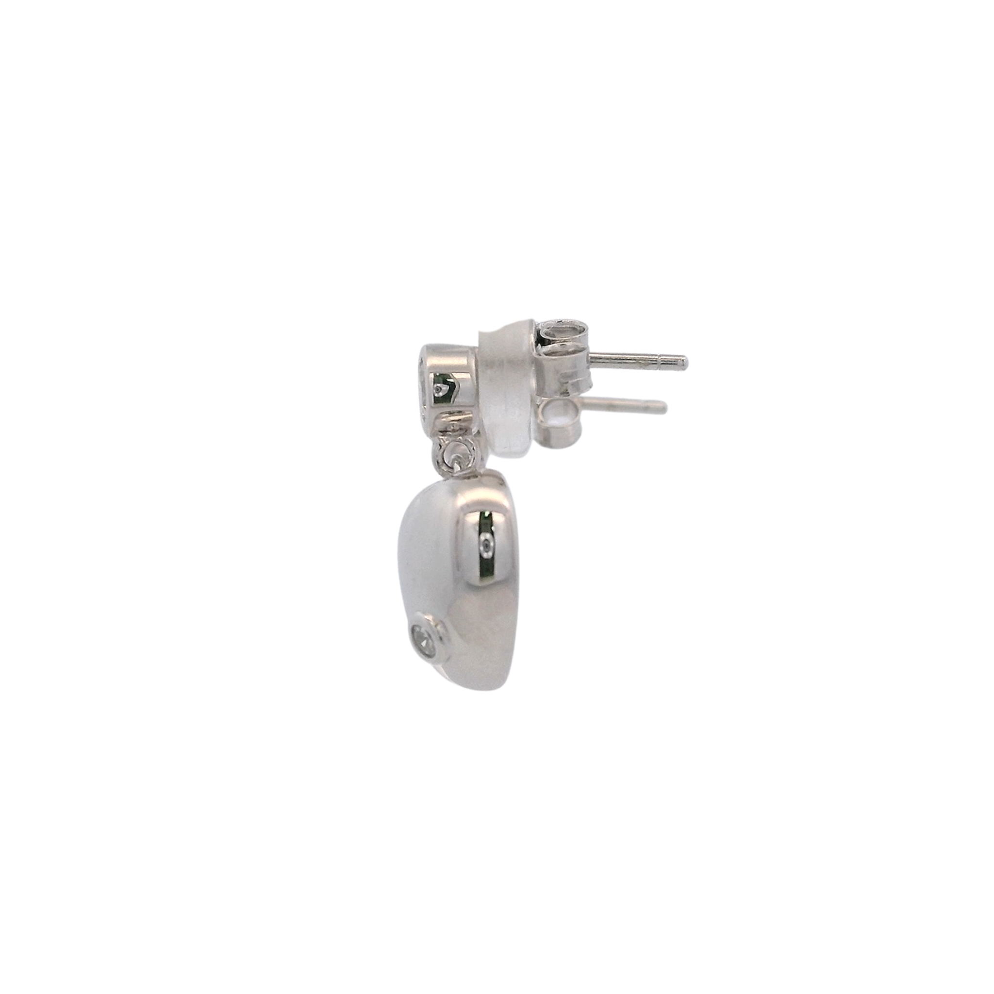925SL BEZEL WITH HEART SMOOTH EARRINGS