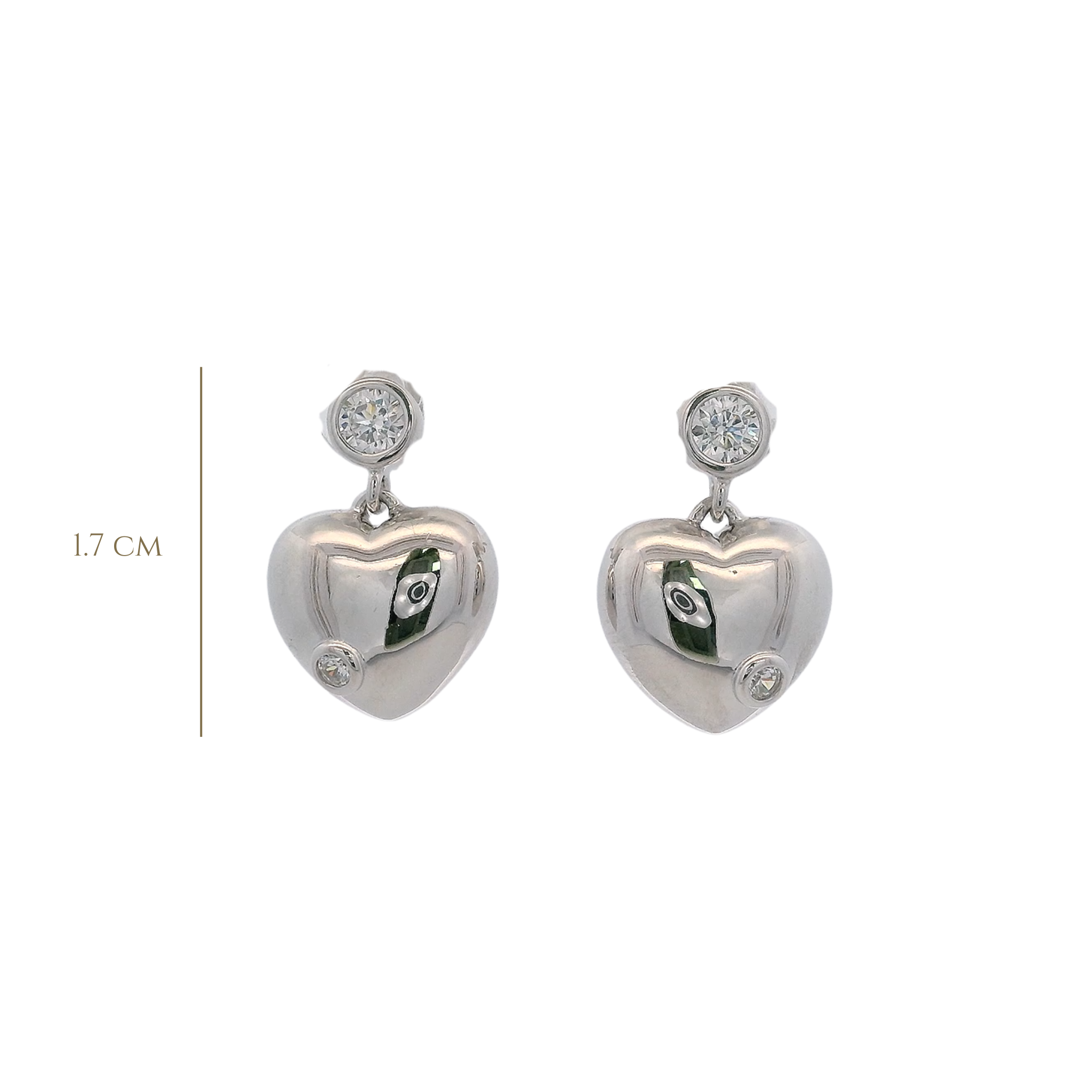 925SL BEZEL WITH HEART SMOOTH EARRINGS