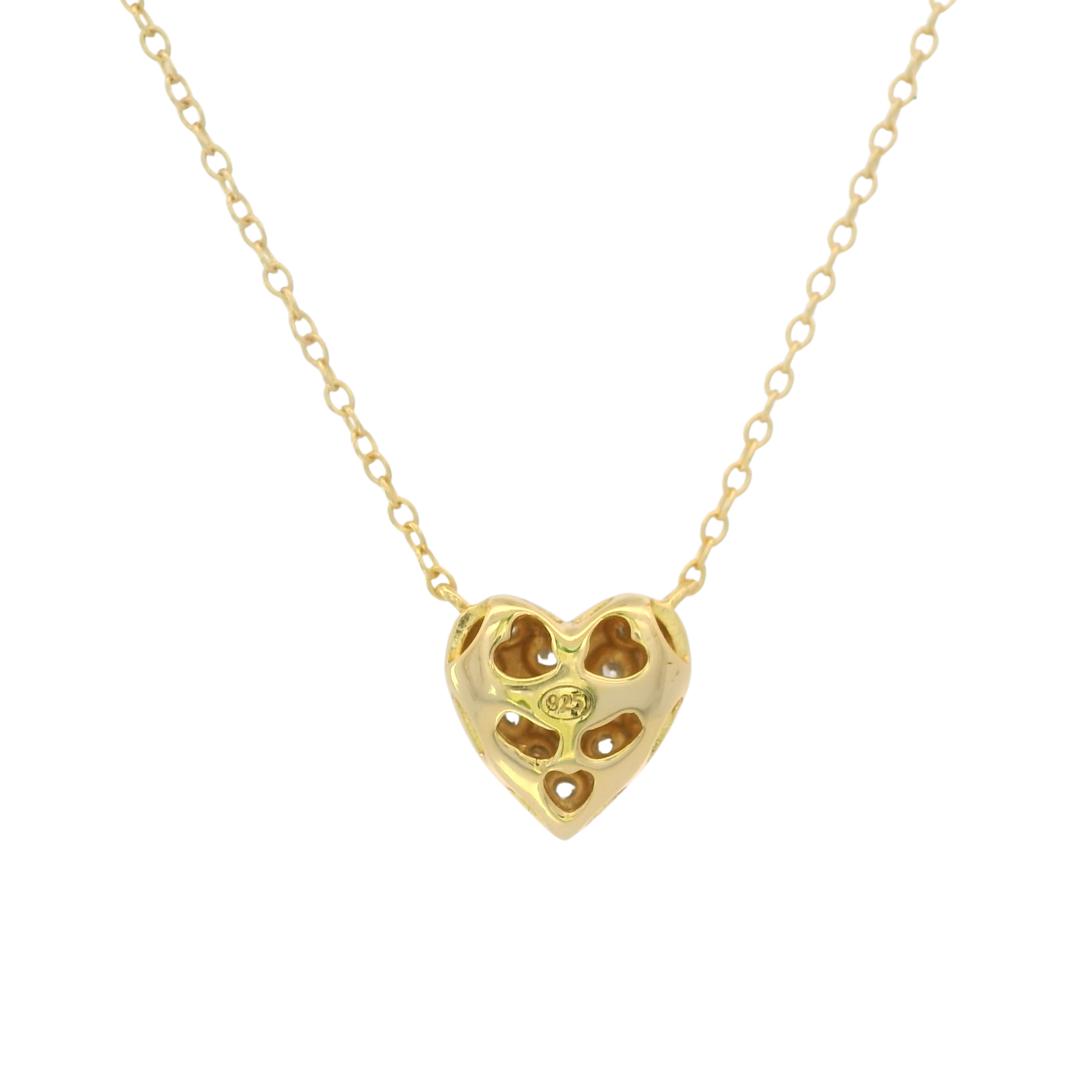 925YG SOLITARY HEART WITH CZ NECKLACE