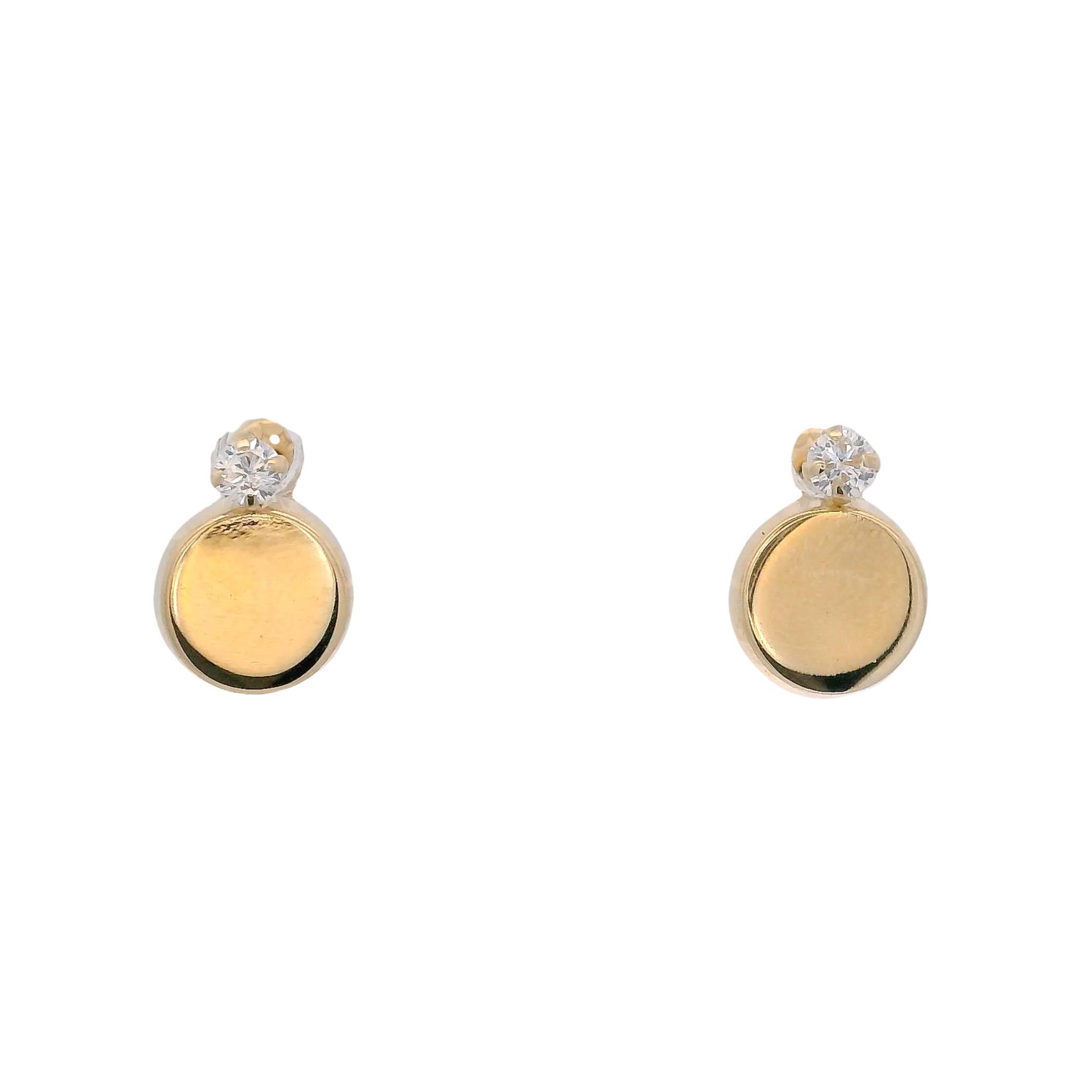 14KY CIRCLE BASIC AND CZ 2MM EARRINGS