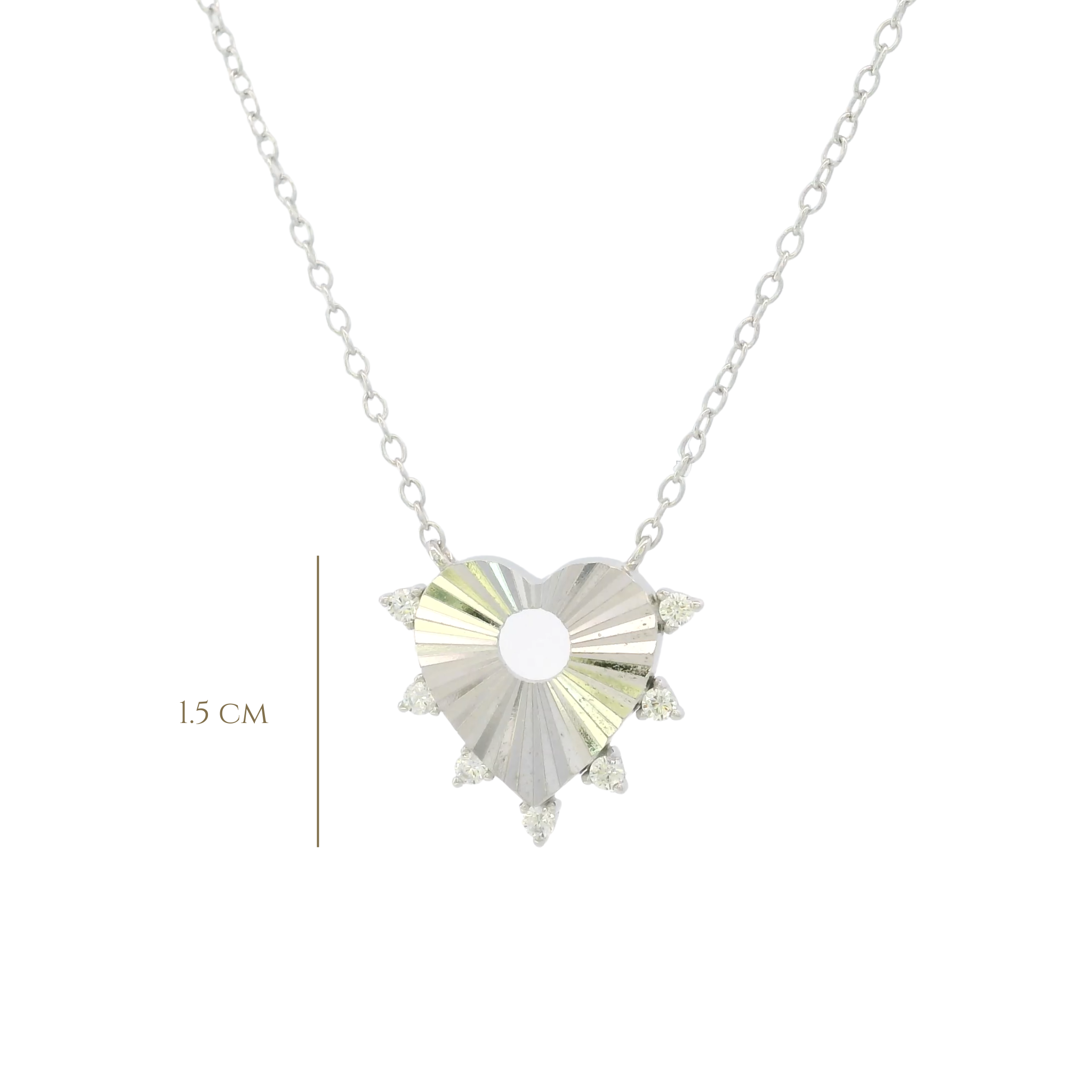 925SL HEART TEXTURE WITH CZ AROUND NECKLACE