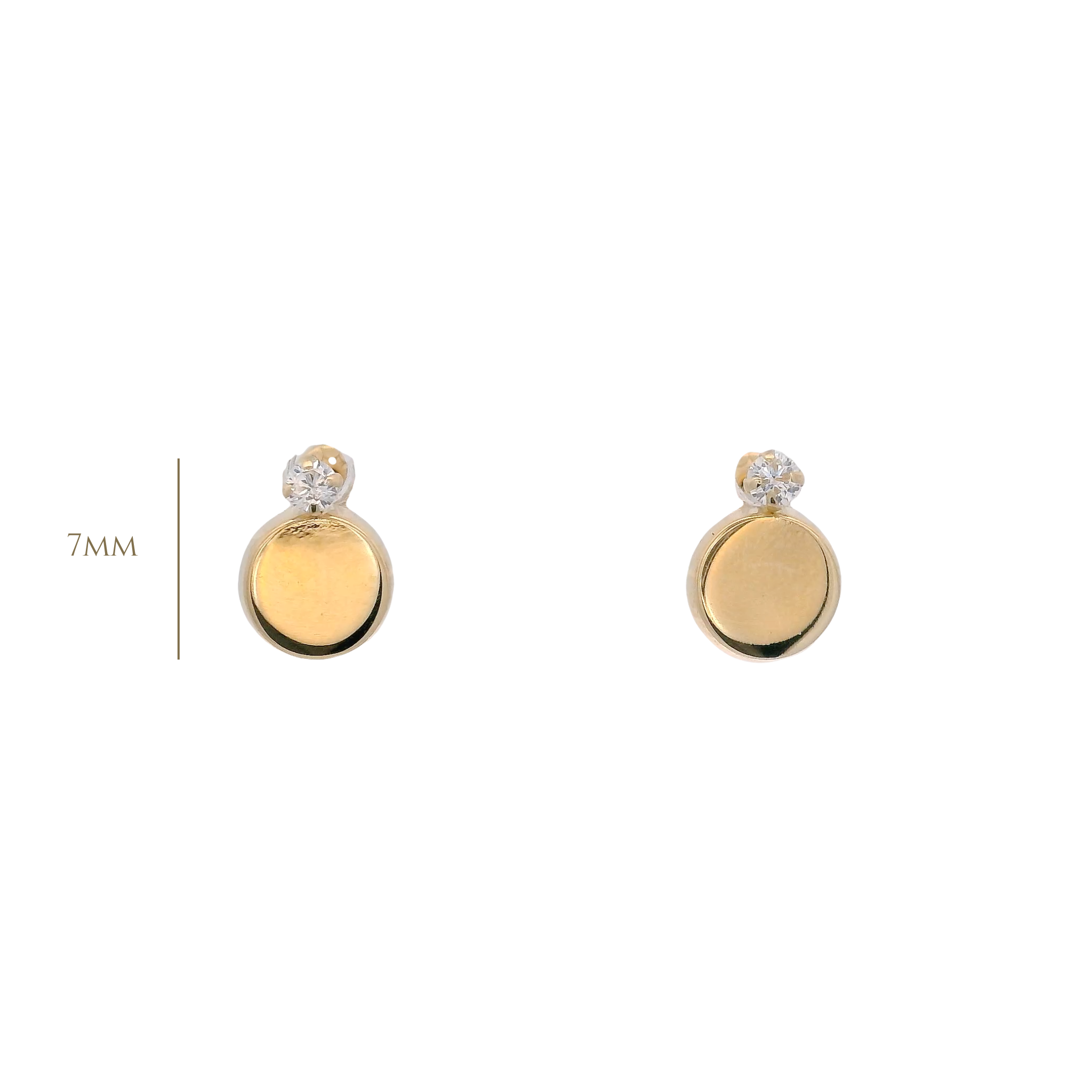 14KY CIRCLE BASIC AND CZ 2MM EARRINGS