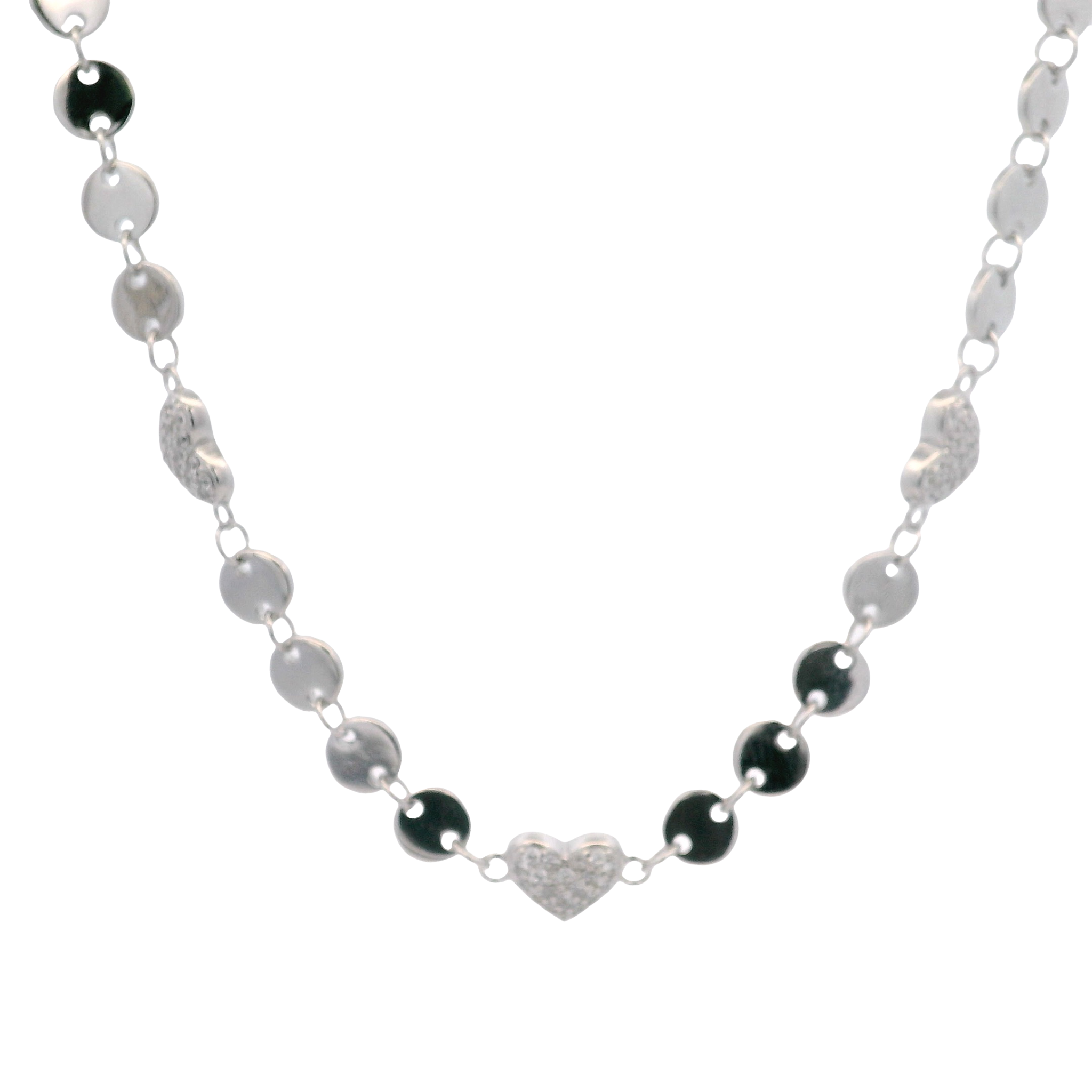 925SL TRIPLE HEART PAVE AND CIRCLE NECKLACE