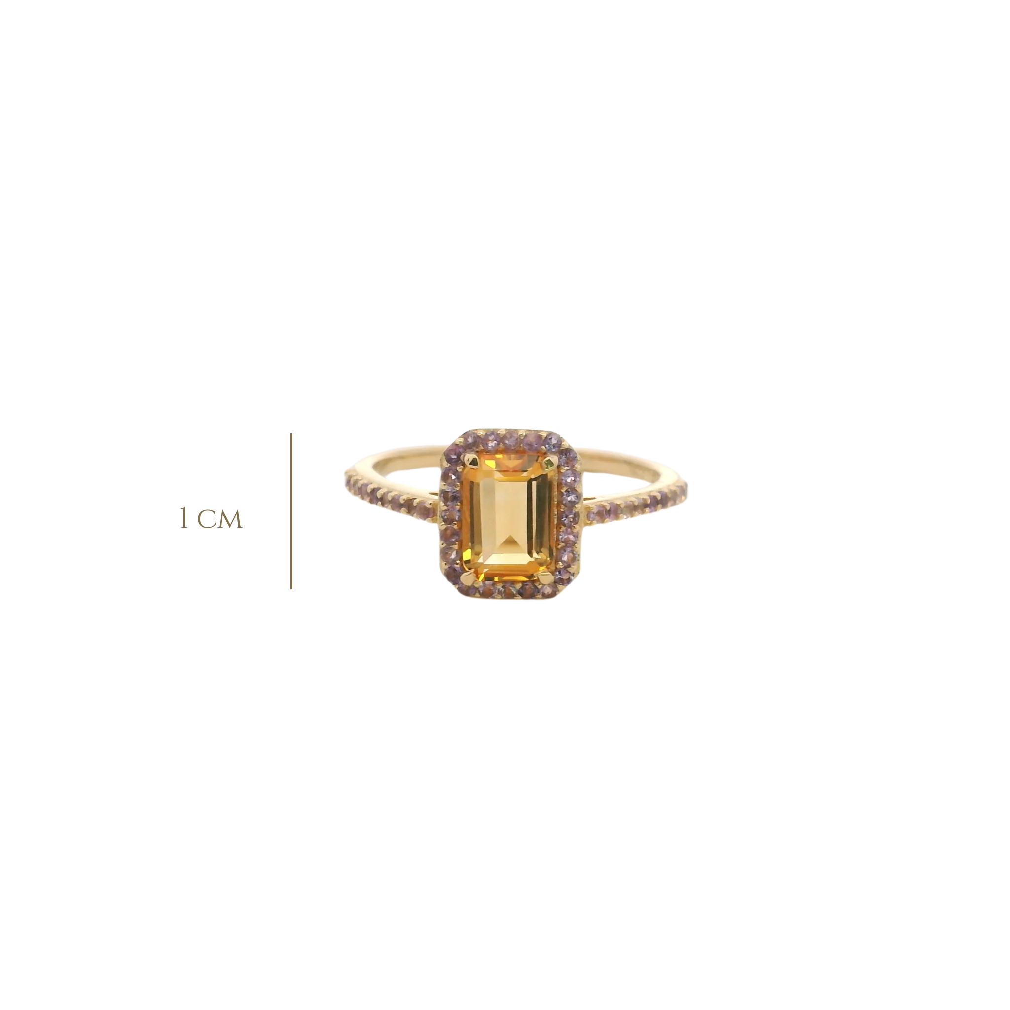 925YG BAQUETTE CITRINE AROUND AMETHYST RING T6.5
